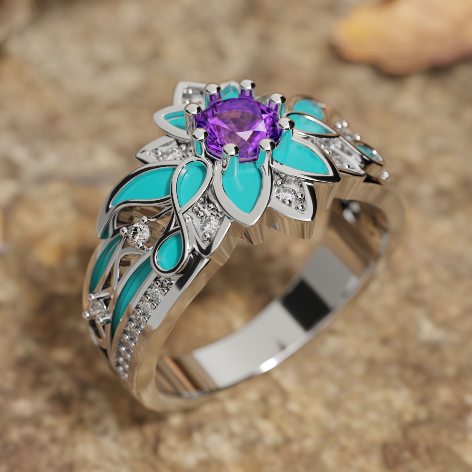 Purple Rose Queen Ring - Amethyst - Serene Western