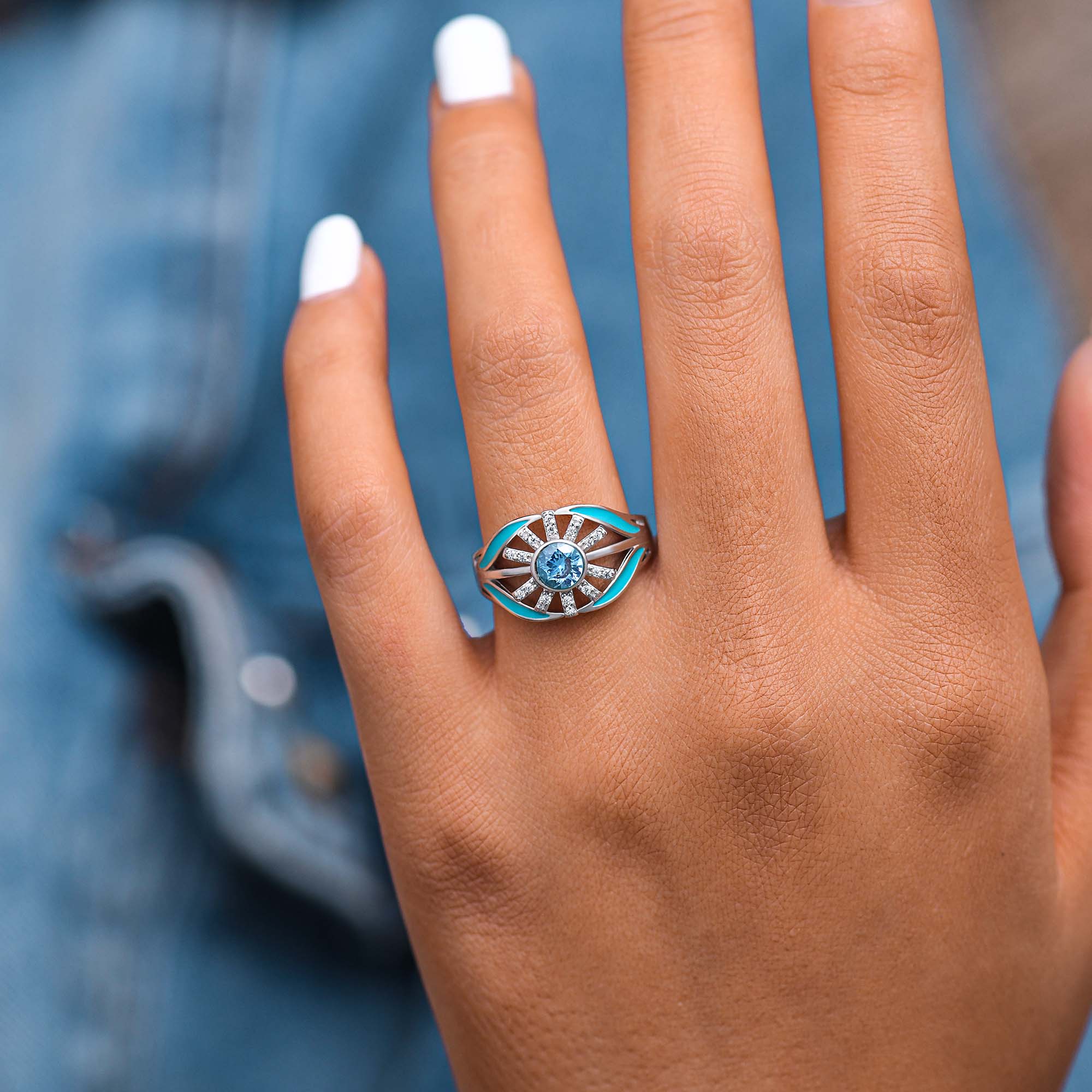 Radiant Sunburst Ring - Aquamarine - Serene Western