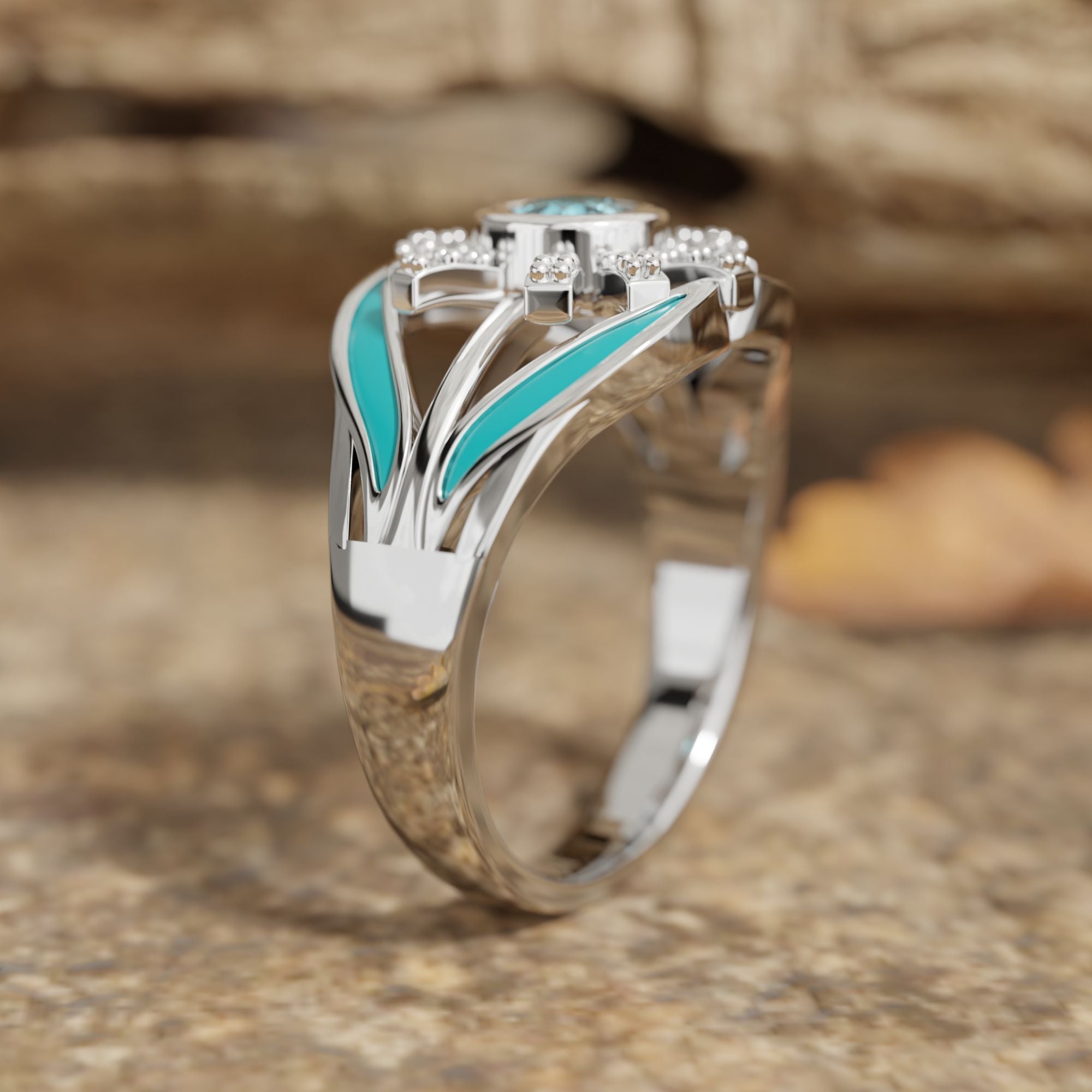 Radiant Sunburst Ring - Aquamarine - Serene Western