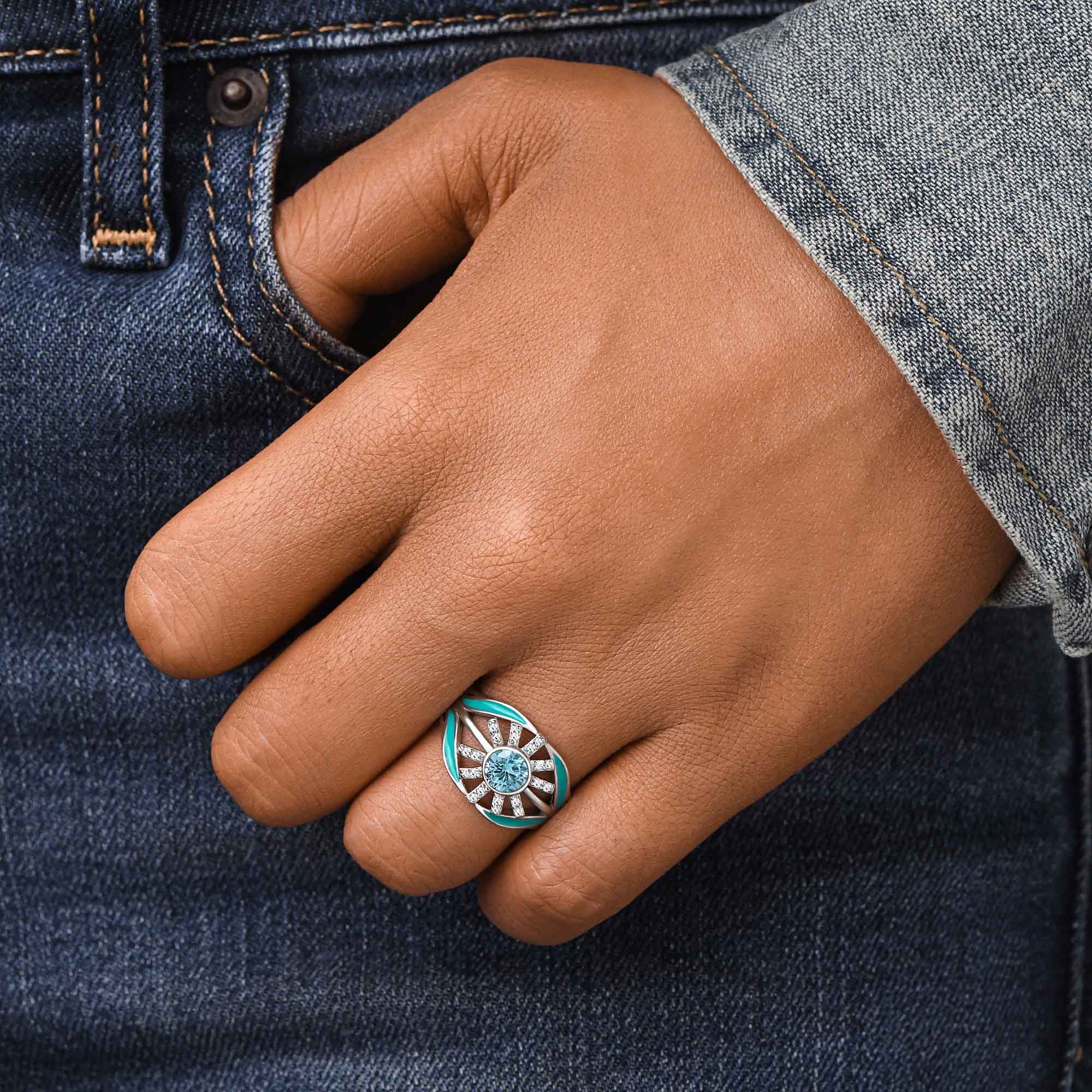 Radiant Sunburst Ring - Aquamarine - Serene Western