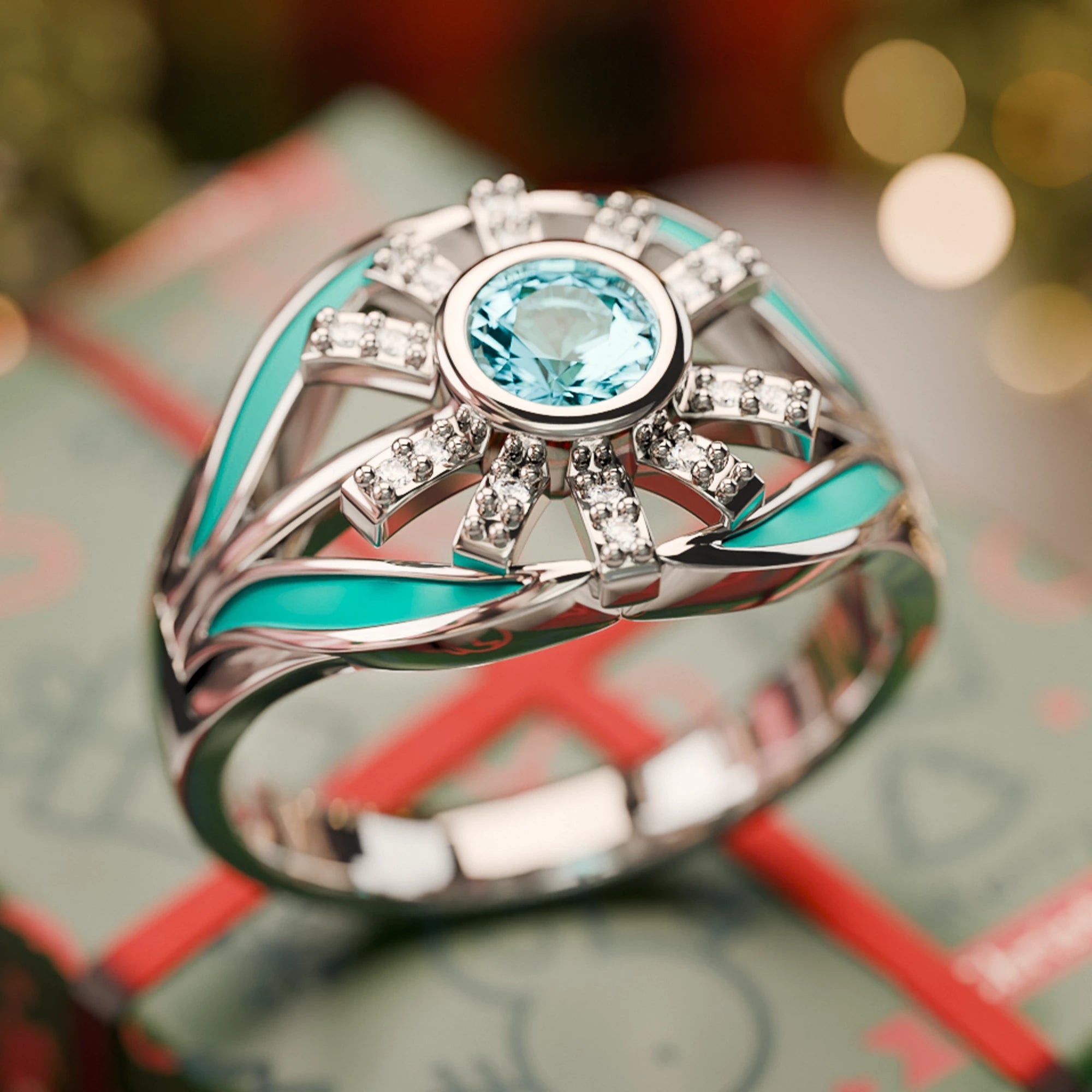 Radiant Sunburst Ring - Aquamarine - Serene Western