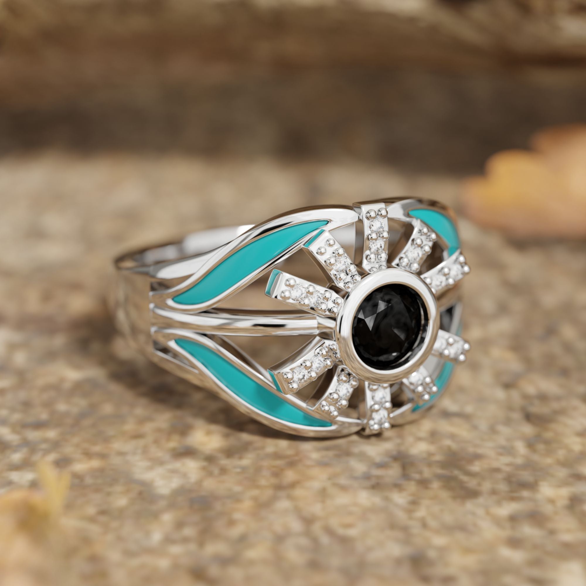 Radiant Sunburst Ring - Black Onyx - Serene Western