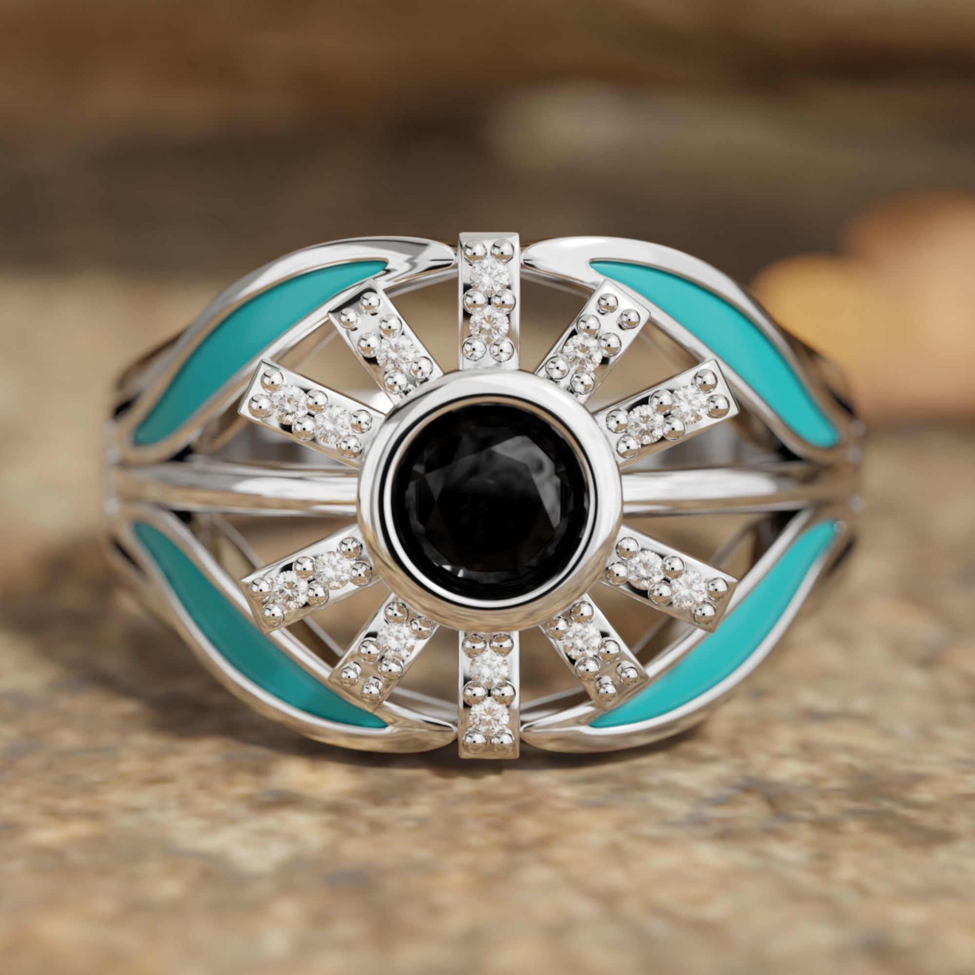 Radiant Sunburst Ring - Black Onyx - Serene Western