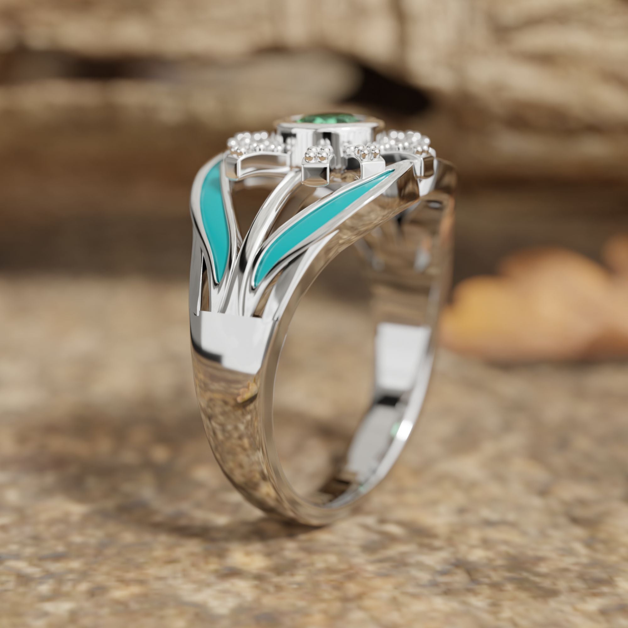 Radiant Sunburst Ring - Emerald - Serene Western