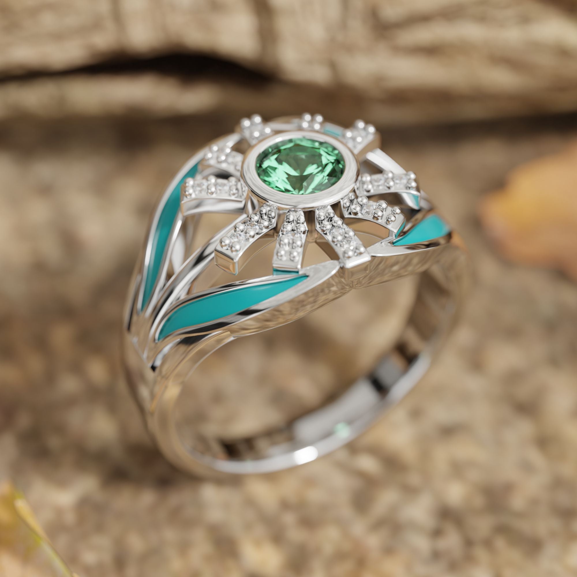 Radiant Sunburst Ring - Emerald - Serene Western