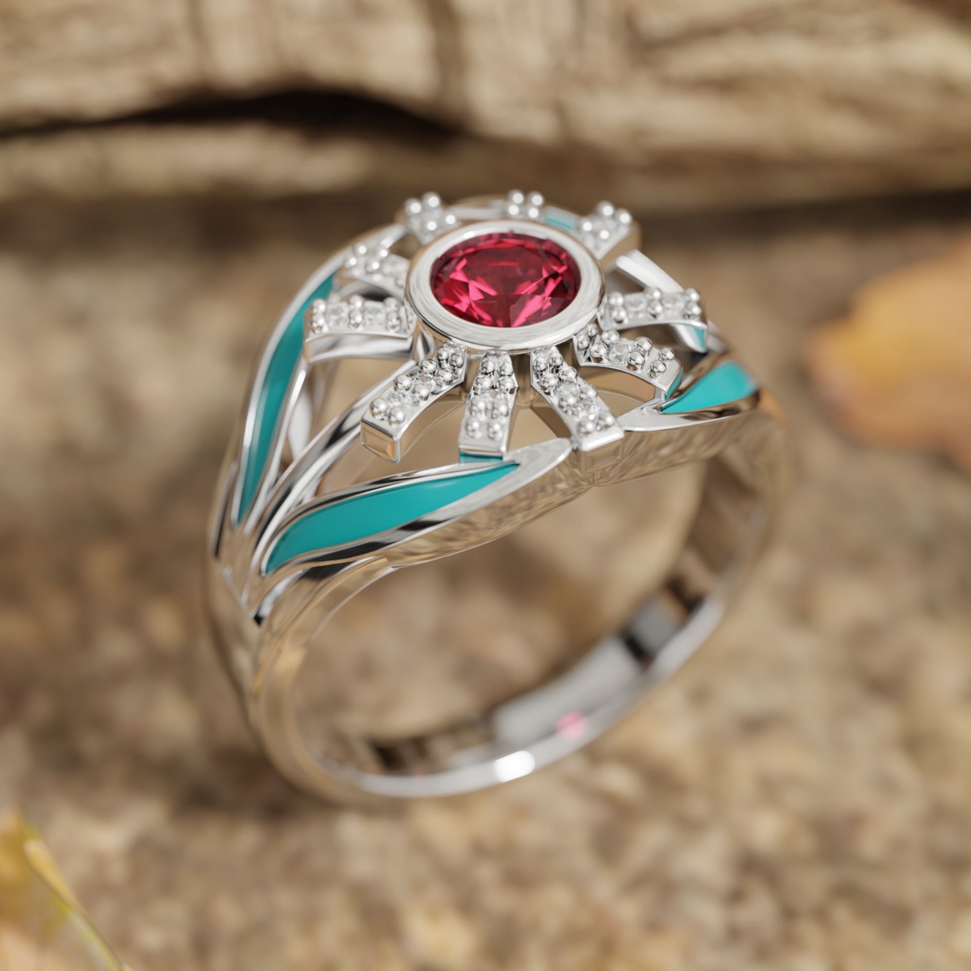 Radiant Sunburst Ring - Ruby - Serene Western