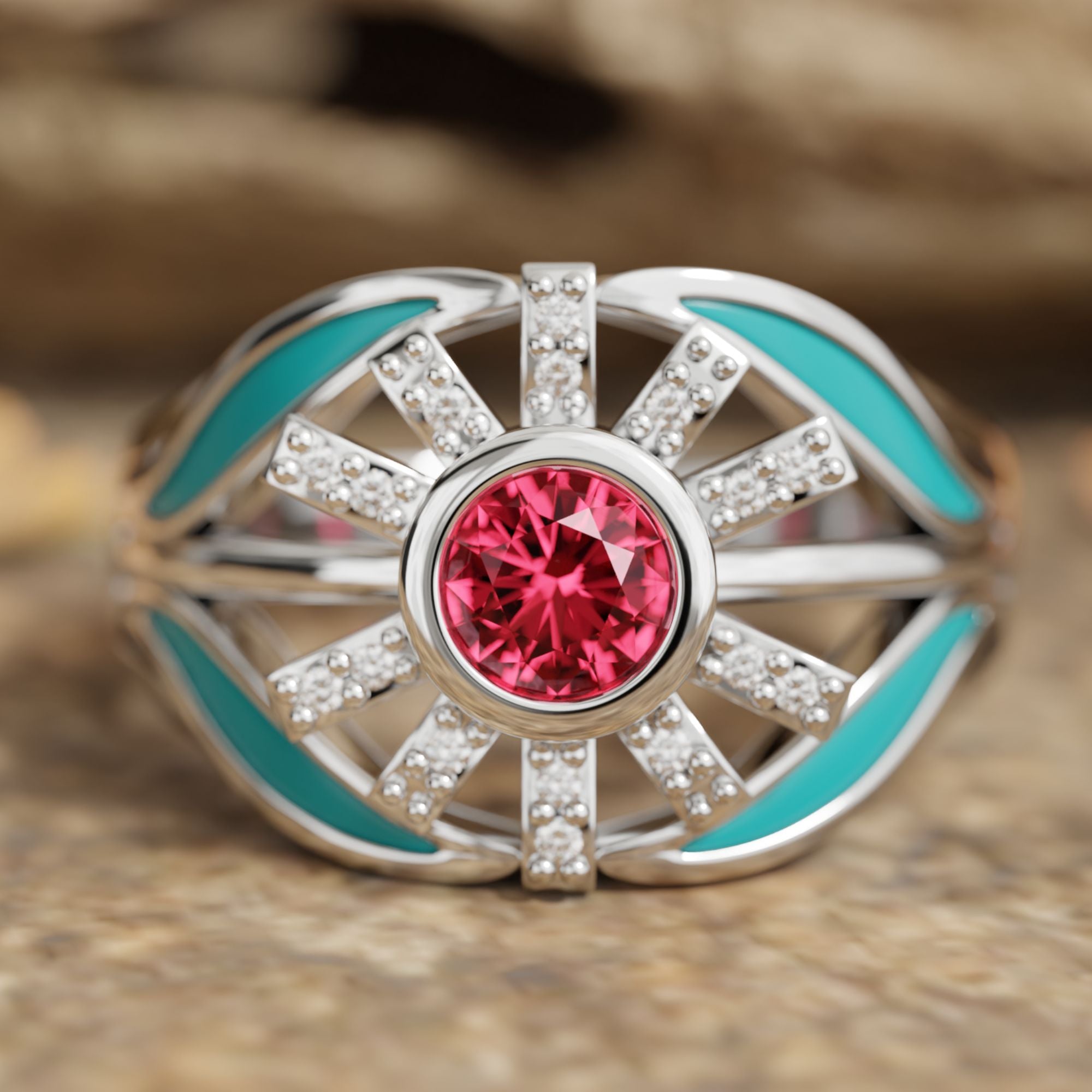 Radiant Sunburst Ring - Ruby - Serene Western