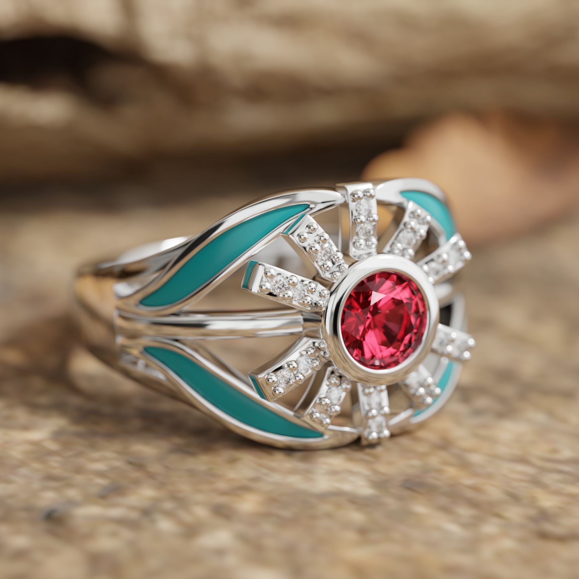 Radiant Sunburst Ring - Ruby - Serene Western