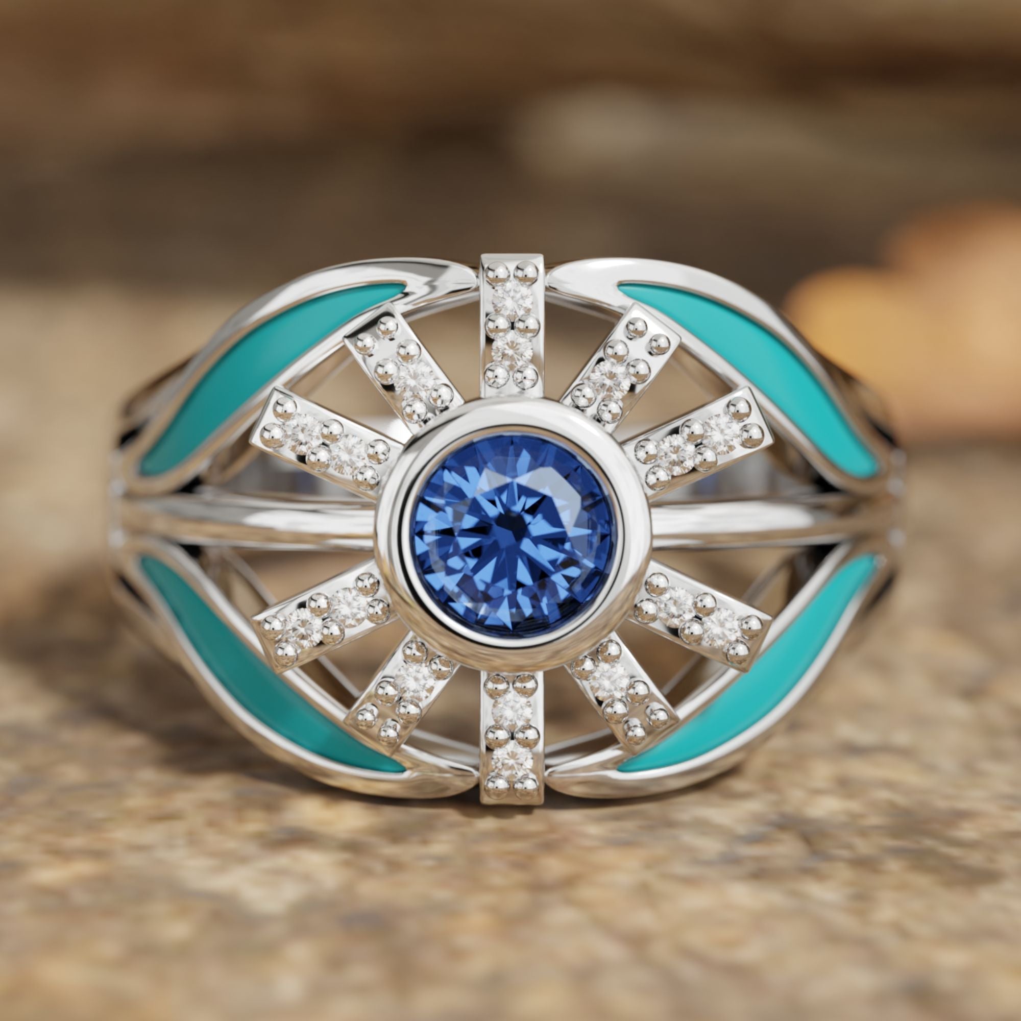 Radiant Sunburst Ring - Sapphire - Serene Western