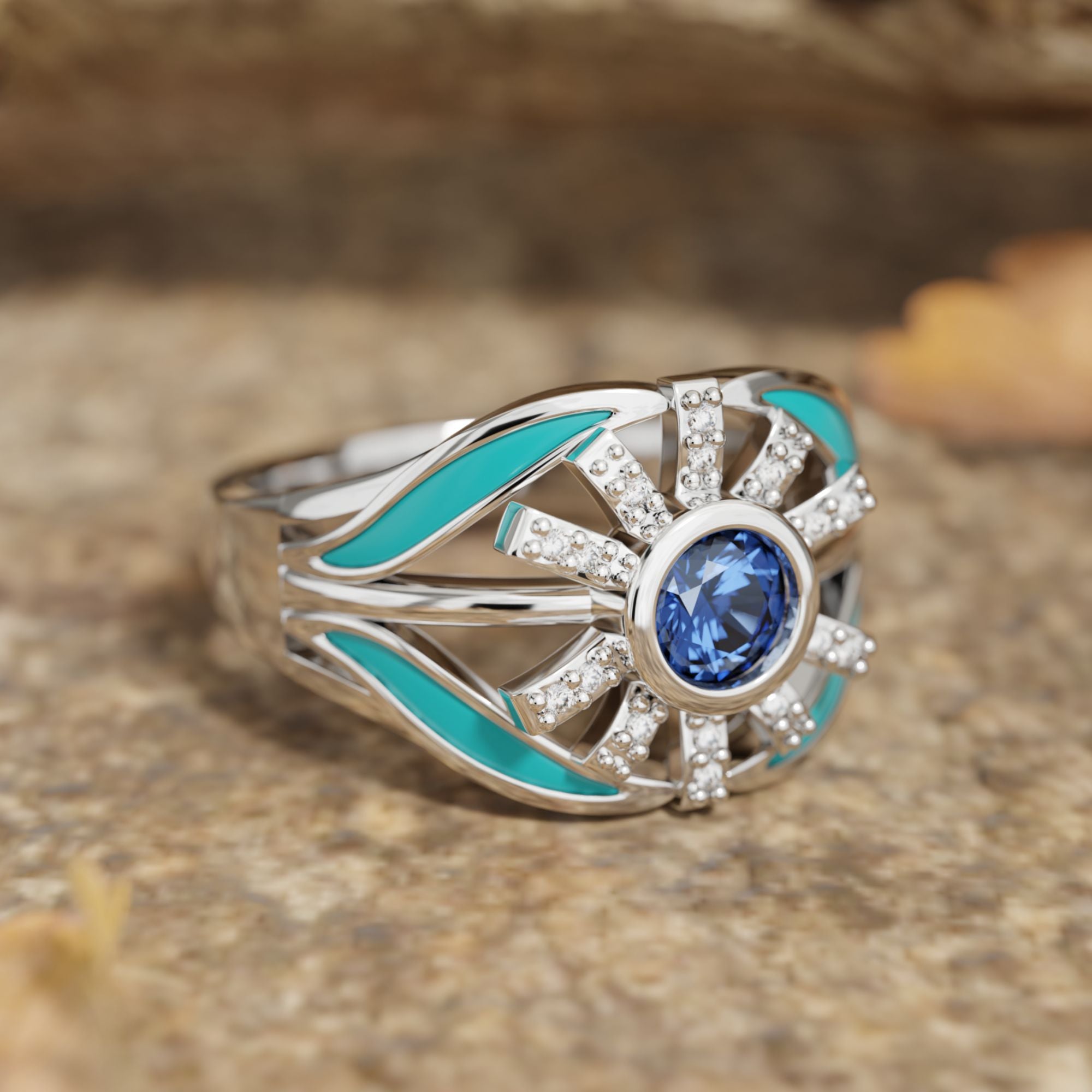 Radiant Sunburst Ring - Sapphire - Serene Western