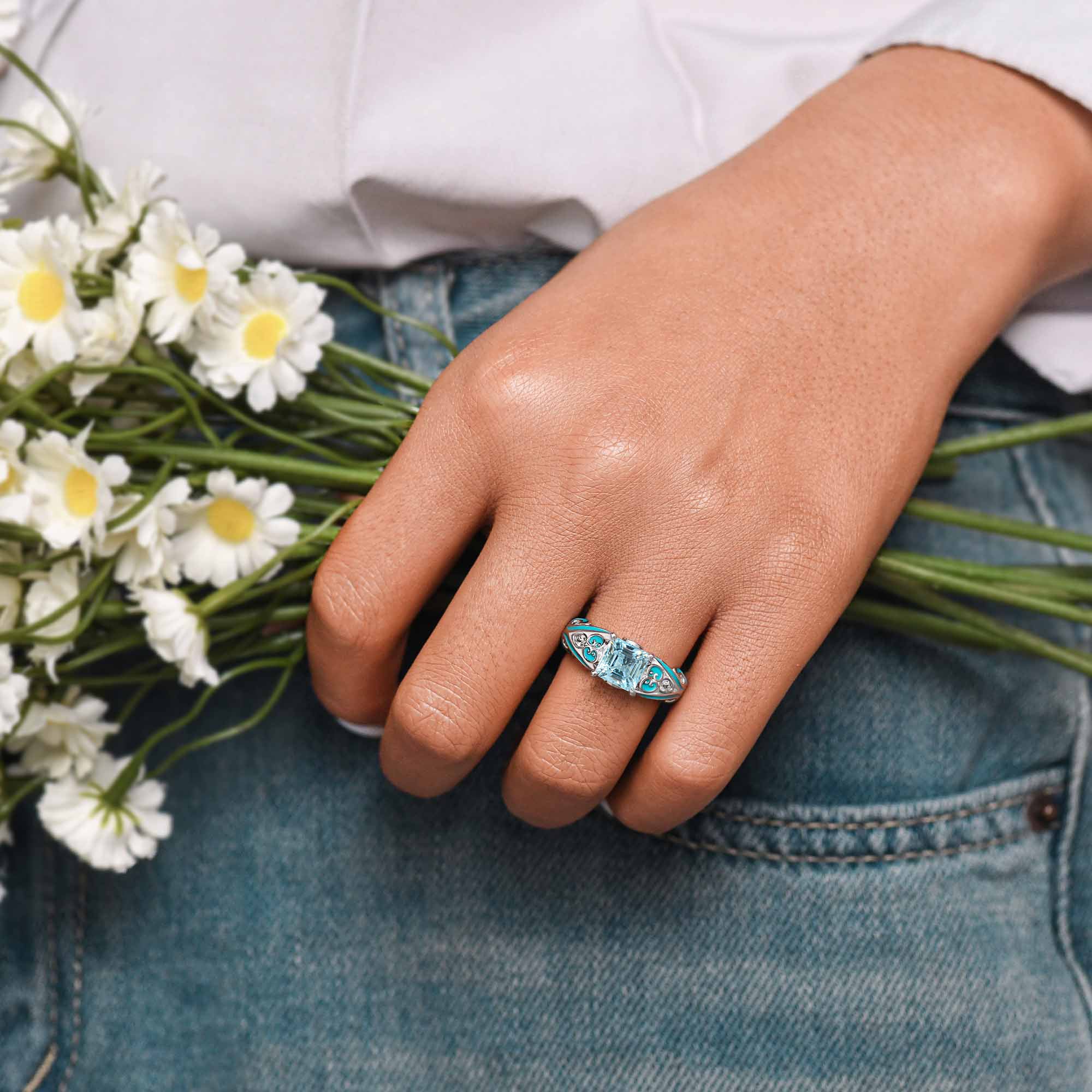 Rosemary's Loyalty Ring - Aquamarine - Serene Western