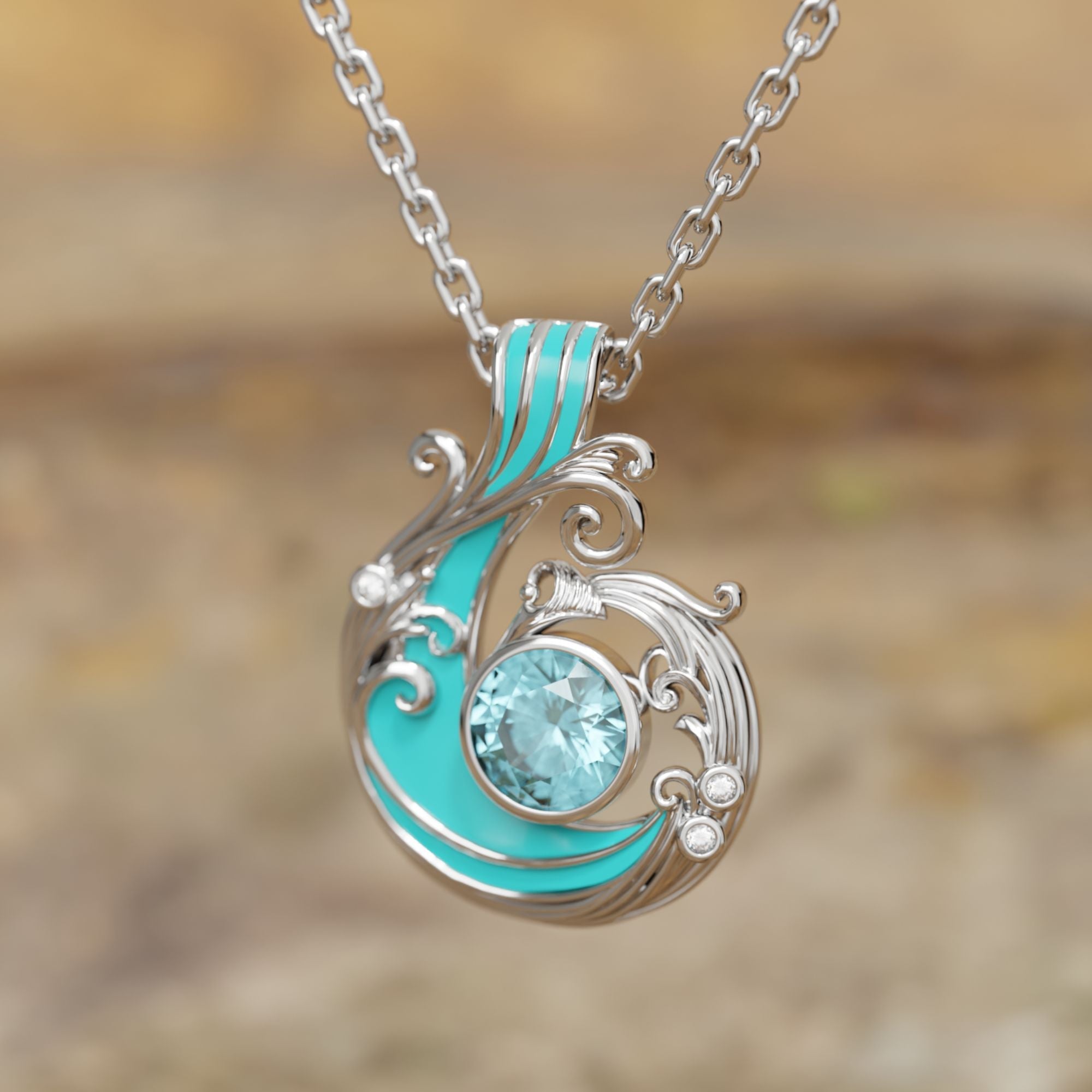 Savanna Swirl Necklace - Aquamarine - Serene Western