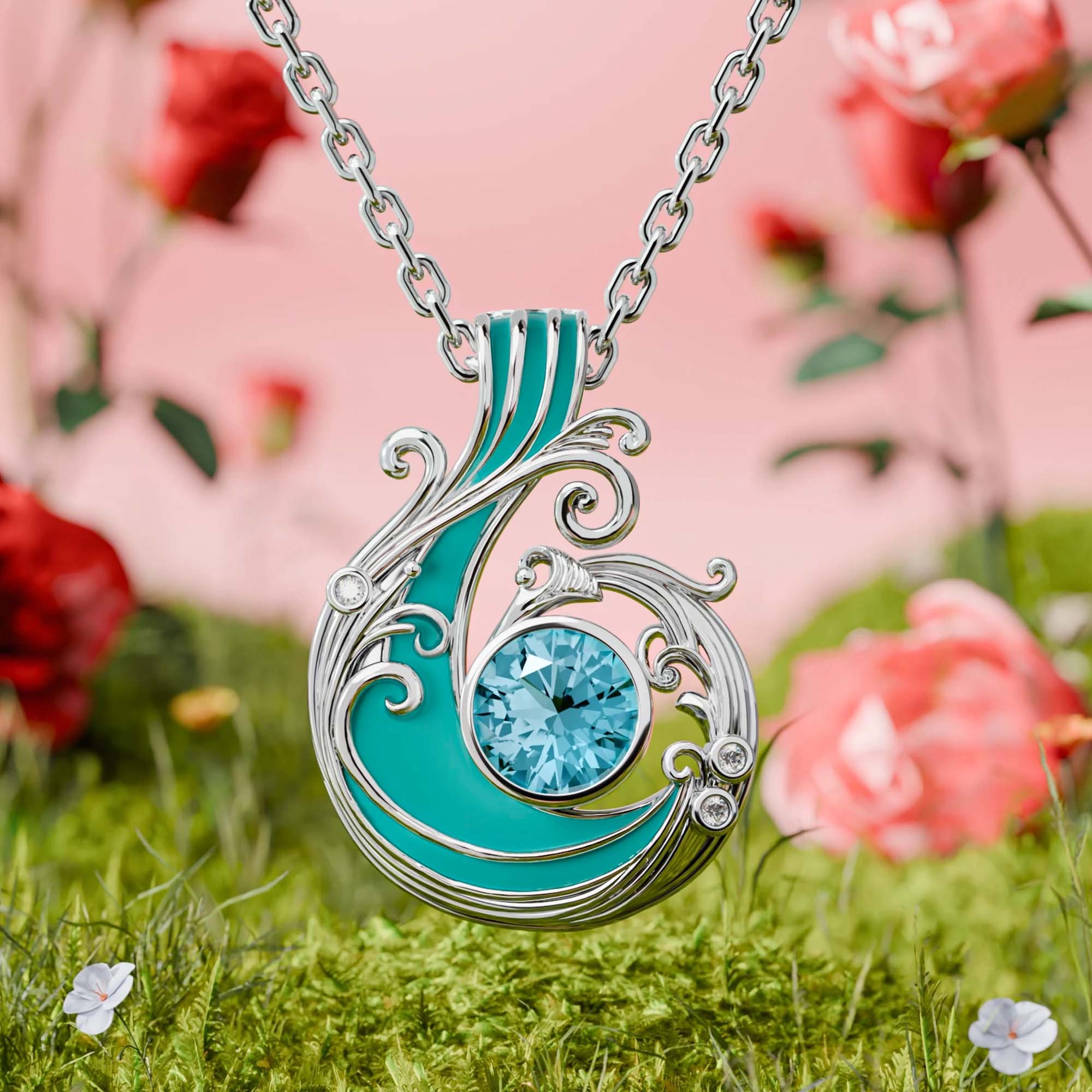 Savanna Swirl Necklace - Aquamarine - Serene Western