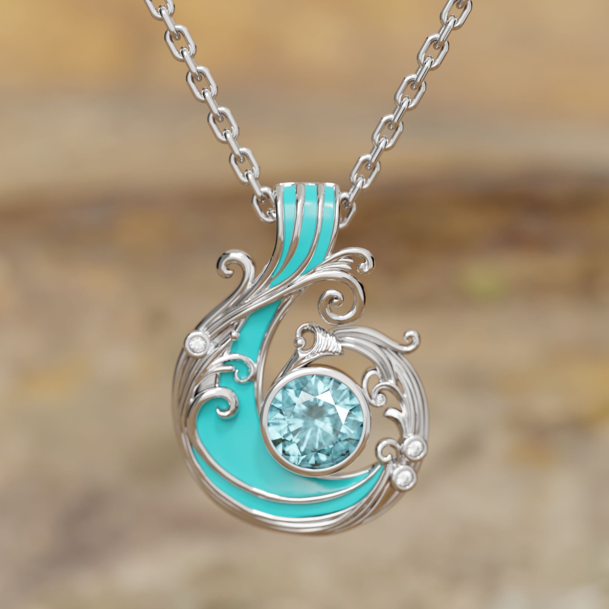 Savanna Swirl Necklace - Aquamarine - Serene Western