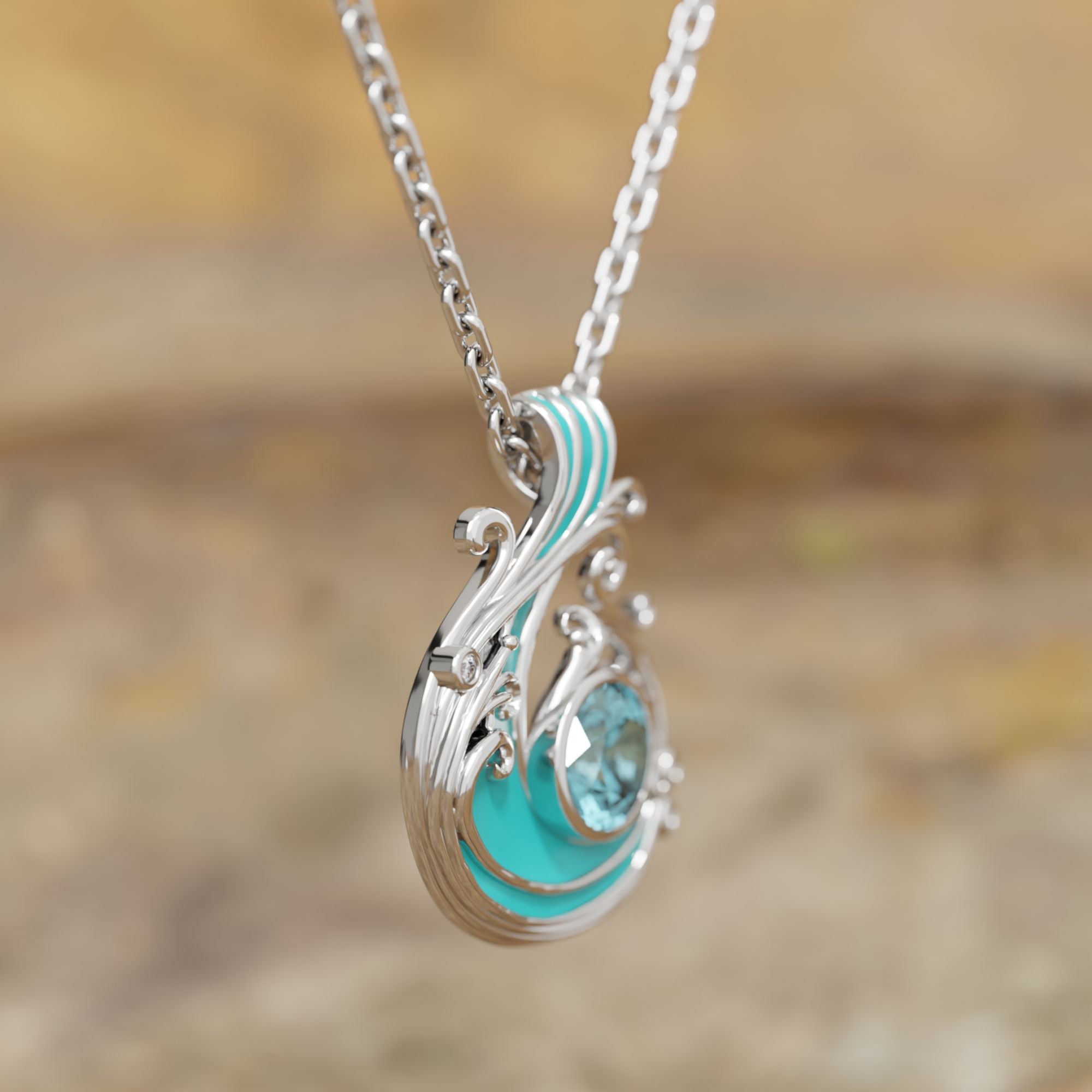 Savanna Swirl Necklace - Aquamarine - Serene Western