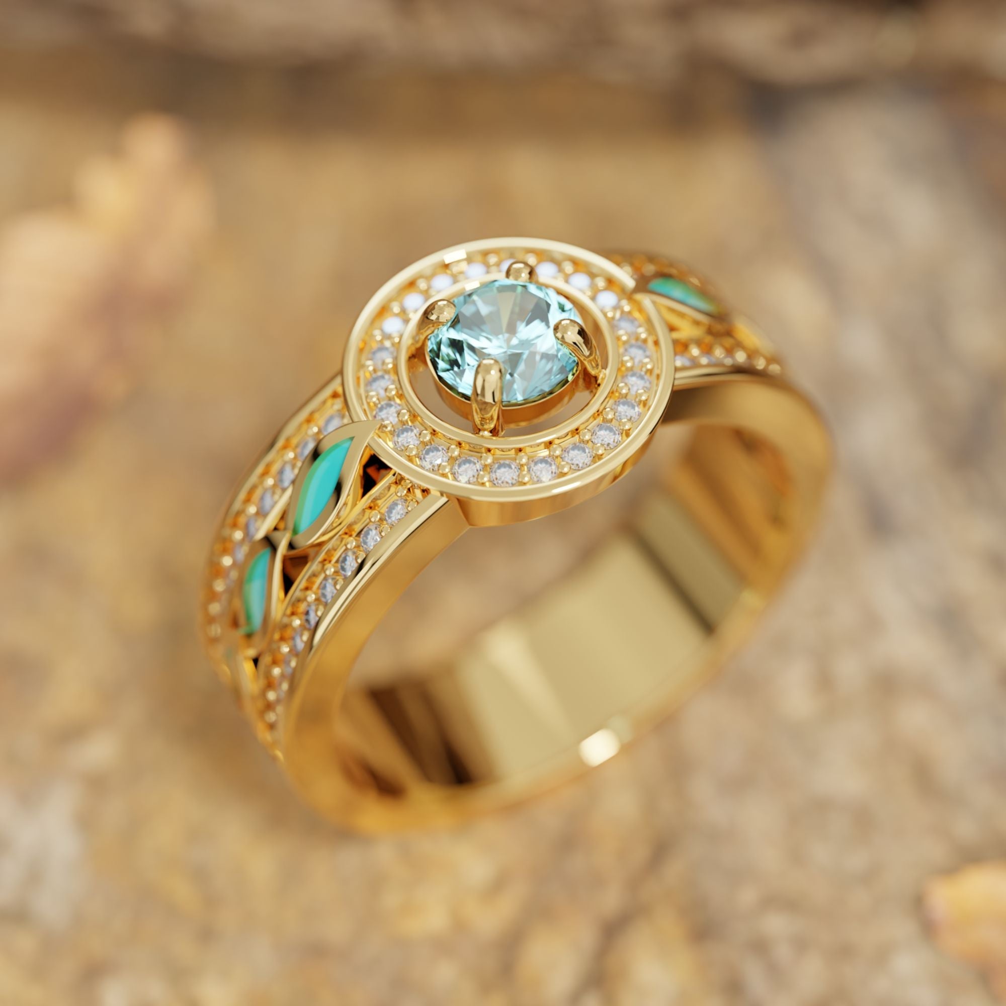 Shining Rodeo Ring - Aquamarine - Serene Western