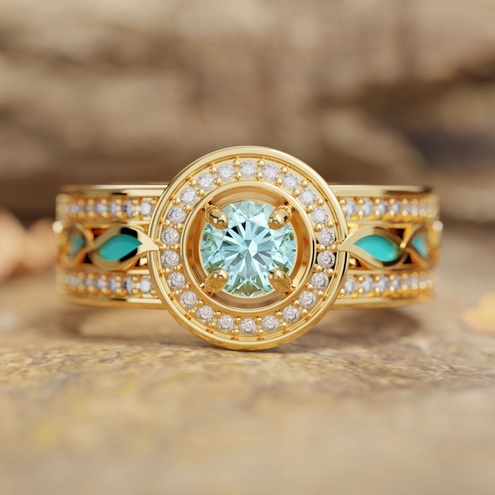 Shining Rodeo Ring - Aquamarine - Serene Western