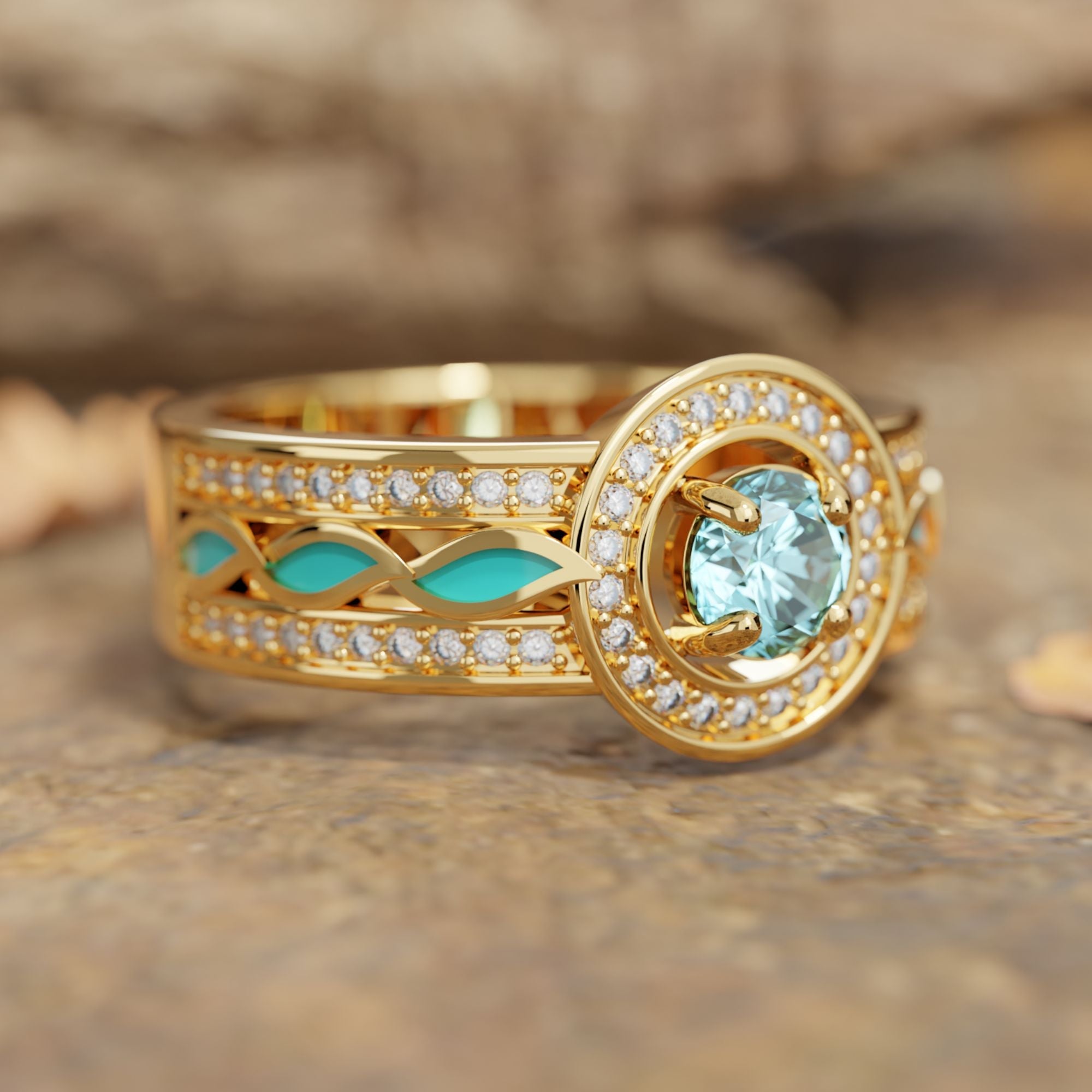 Shining Rodeo Ring - Aquamarine - Serene Western