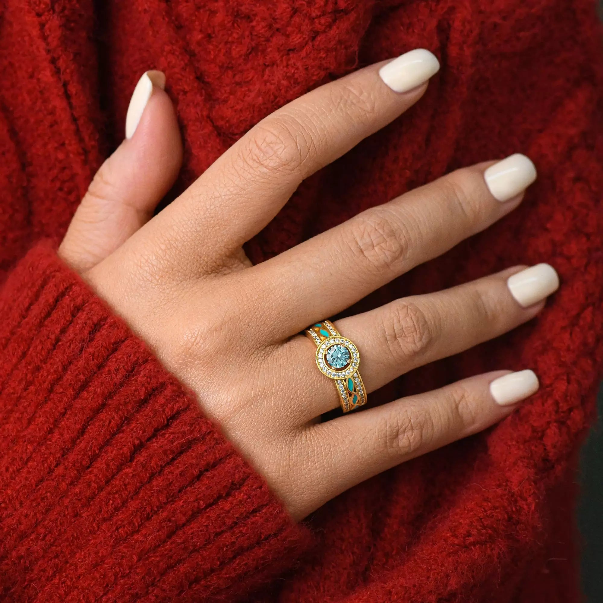 Shining Rodeo Ring - Aquamarine - Serene Western