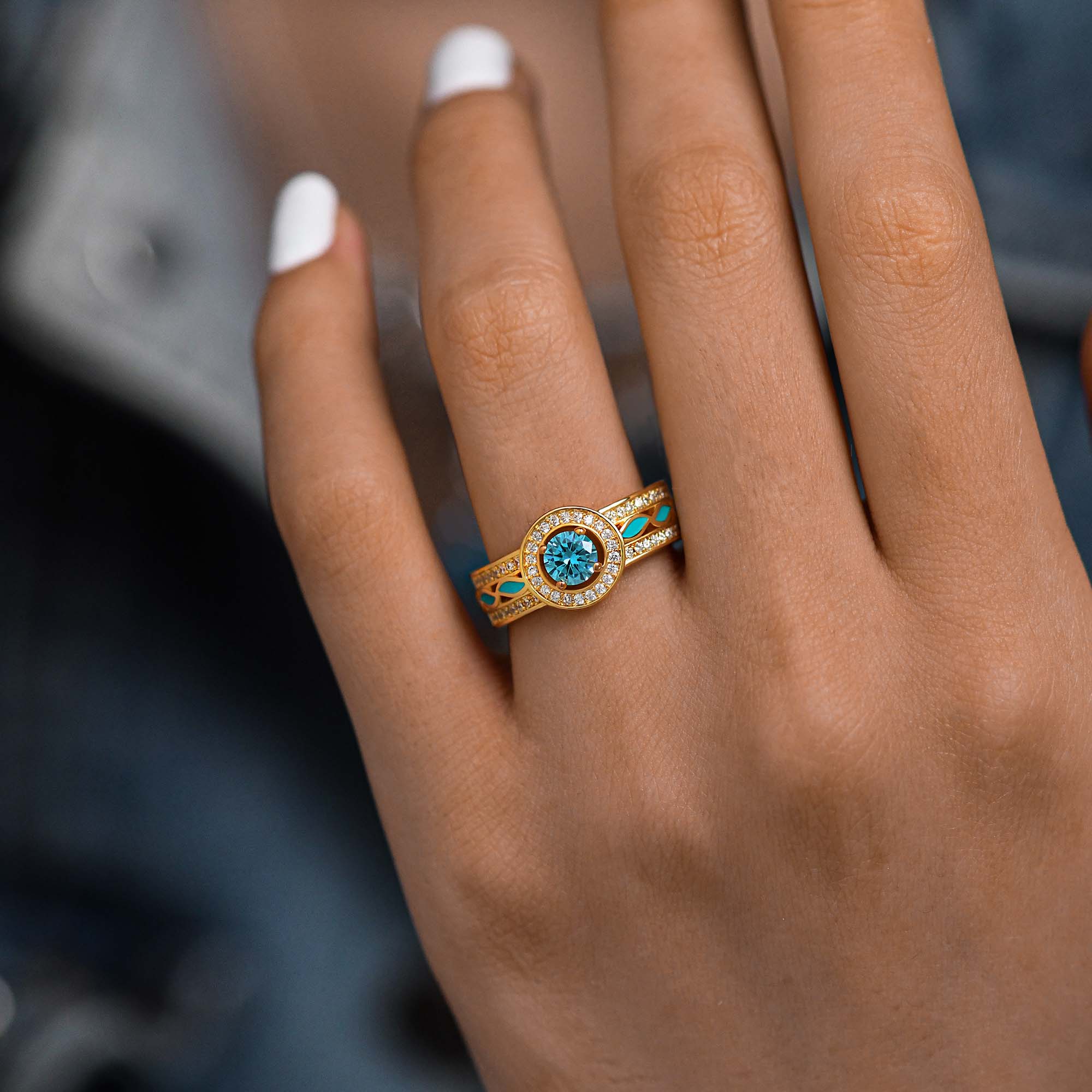 Shining Rodeo Ring - Aquamarine - Serene Western