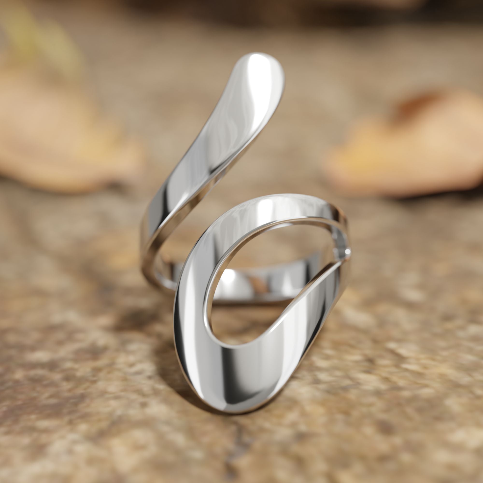 Sleek Asymmetrical Metal Ring - Serene Western