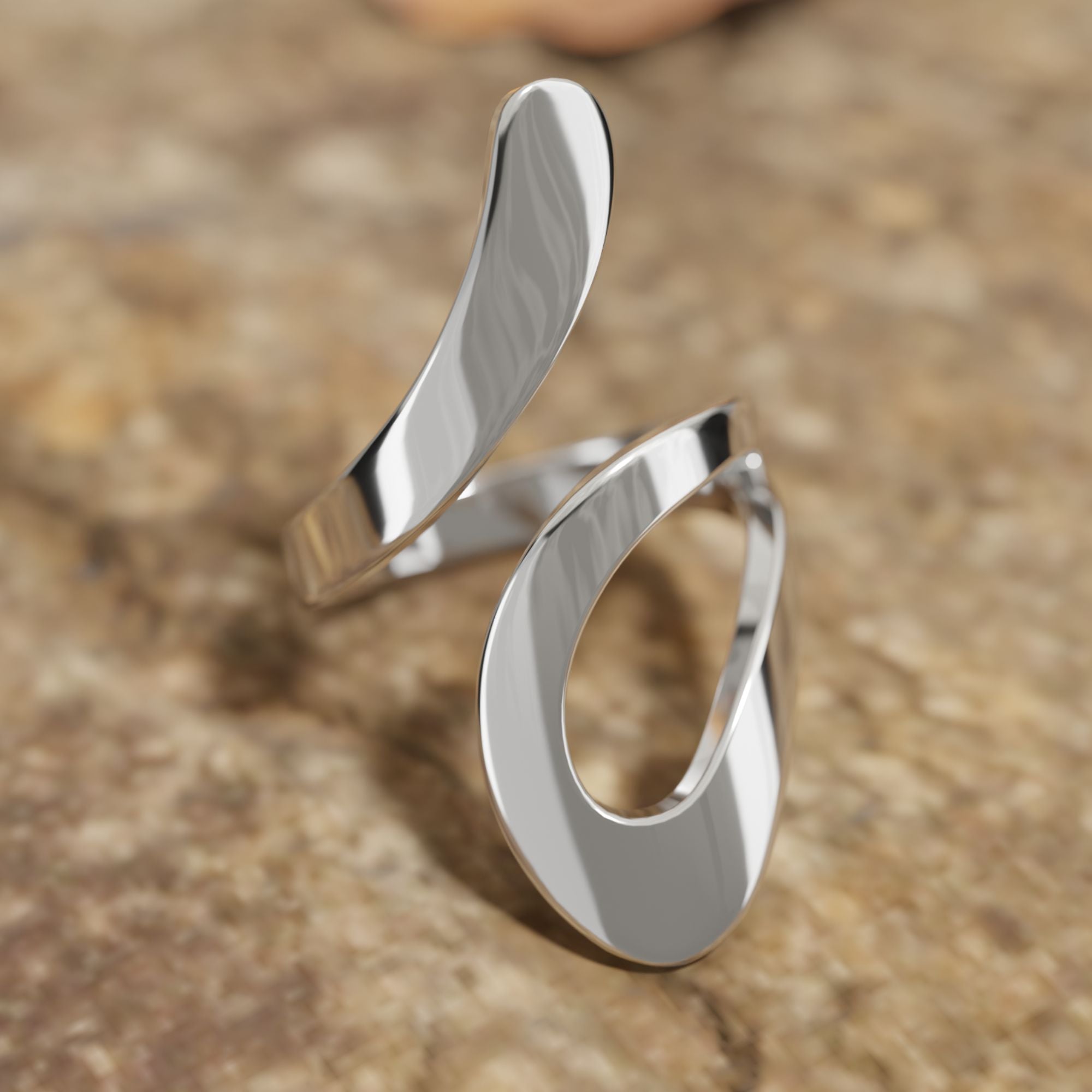 Sleek Asymmetrical Metal Ring - Serene Western