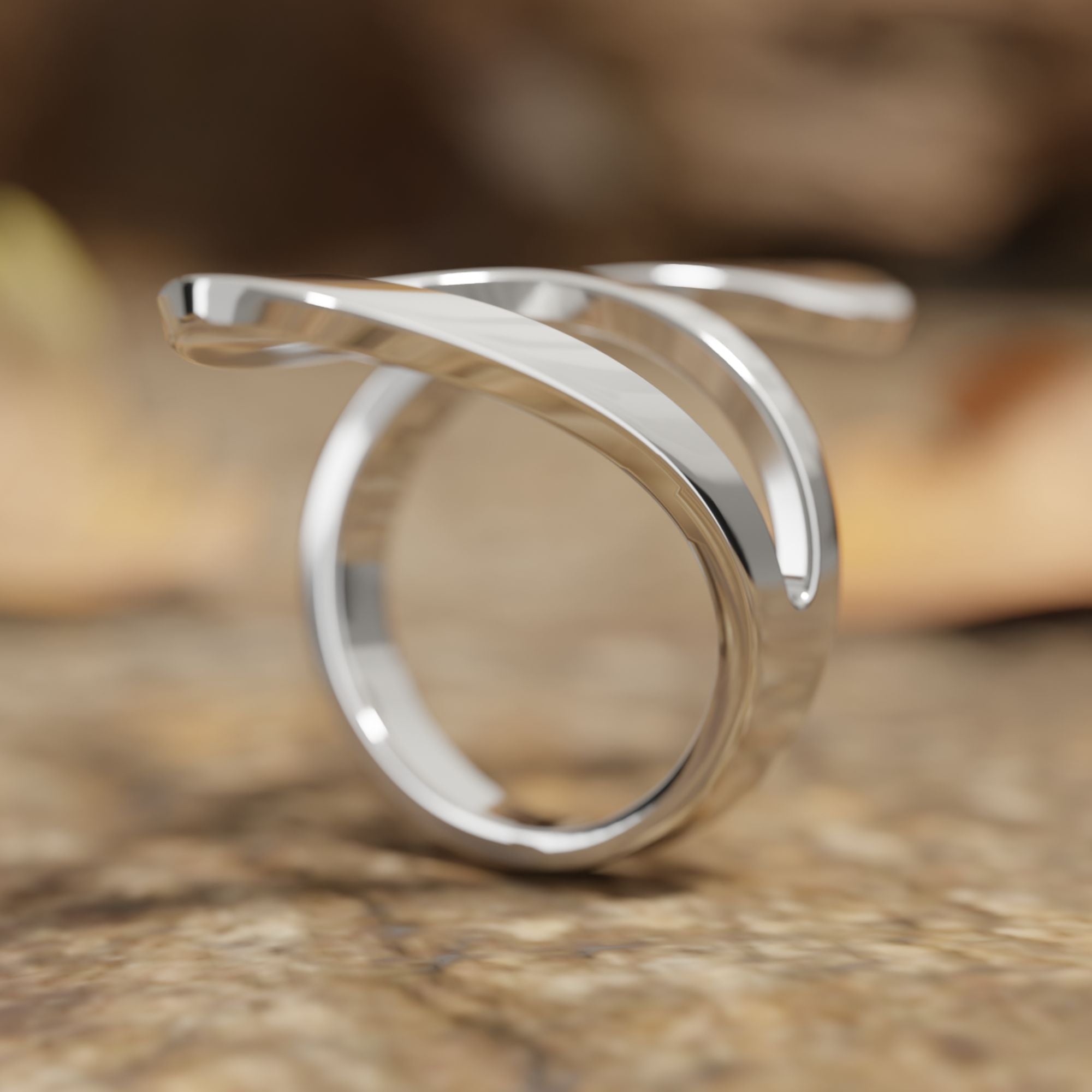 Sleek Asymmetrical Metal Ring - Serene Western