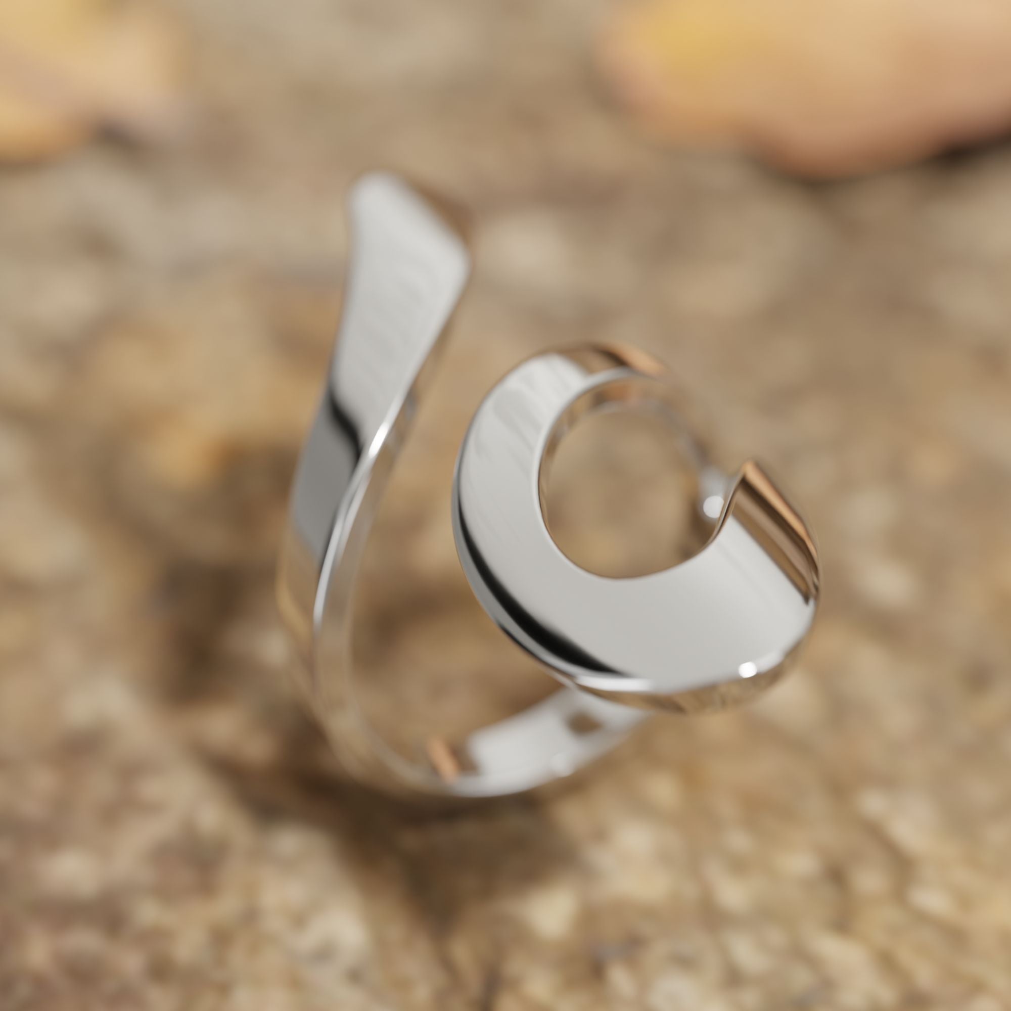 Sleek Asymmetrical Metal Ring - Serene Western