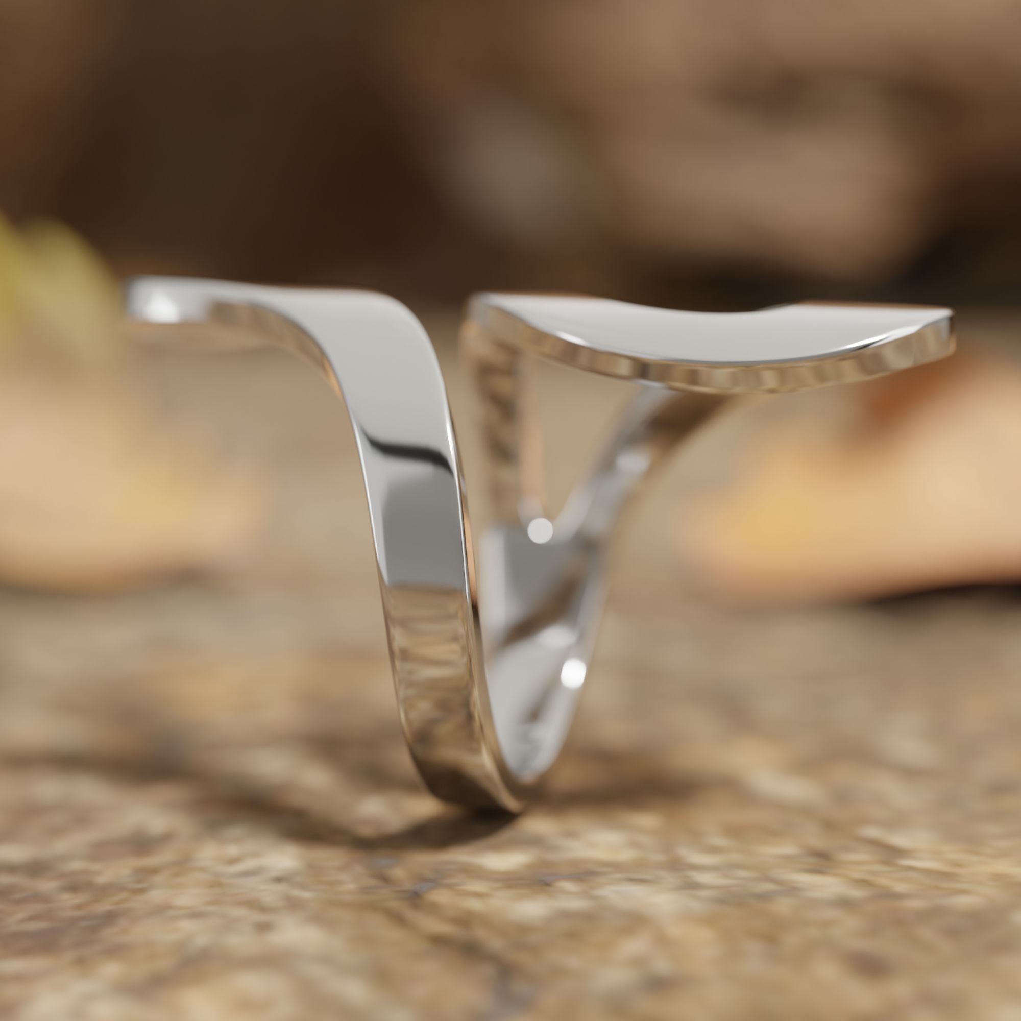 Sleek Asymmetrical Metal Ring - Serene Western