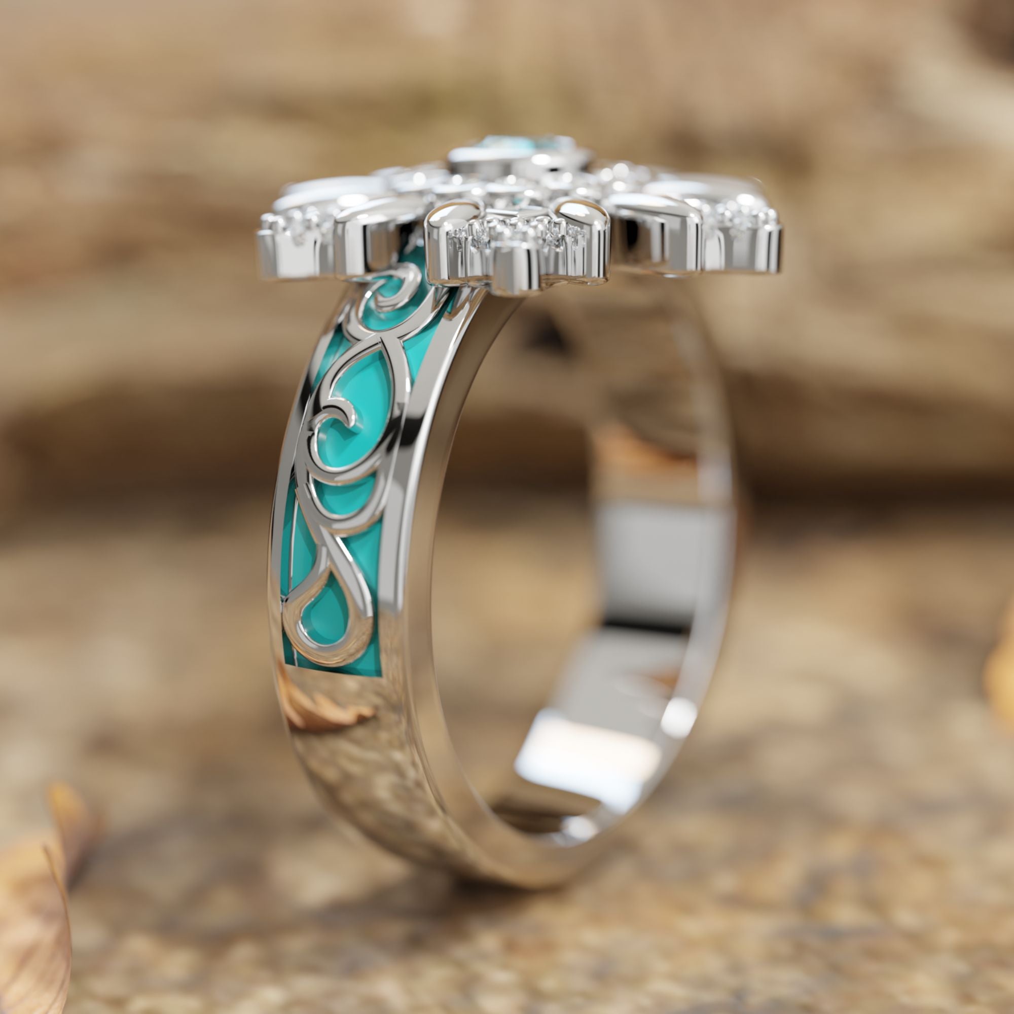 Snowbound Mystery Ring - Aquamarine - Serene Western