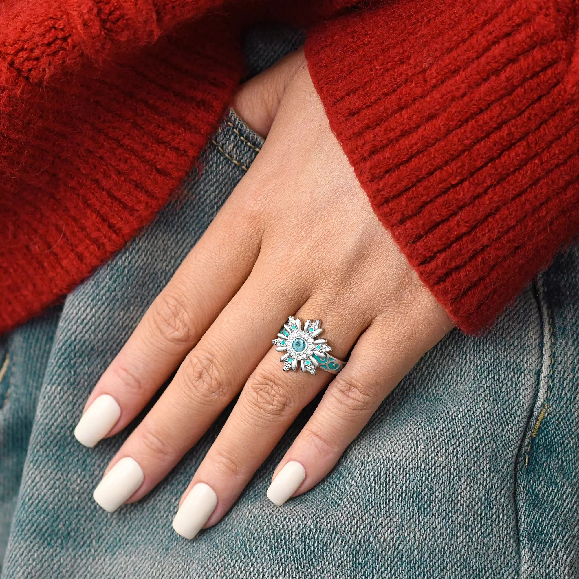 Snowbound Mystery Ring - Aquamarine - Serene Western