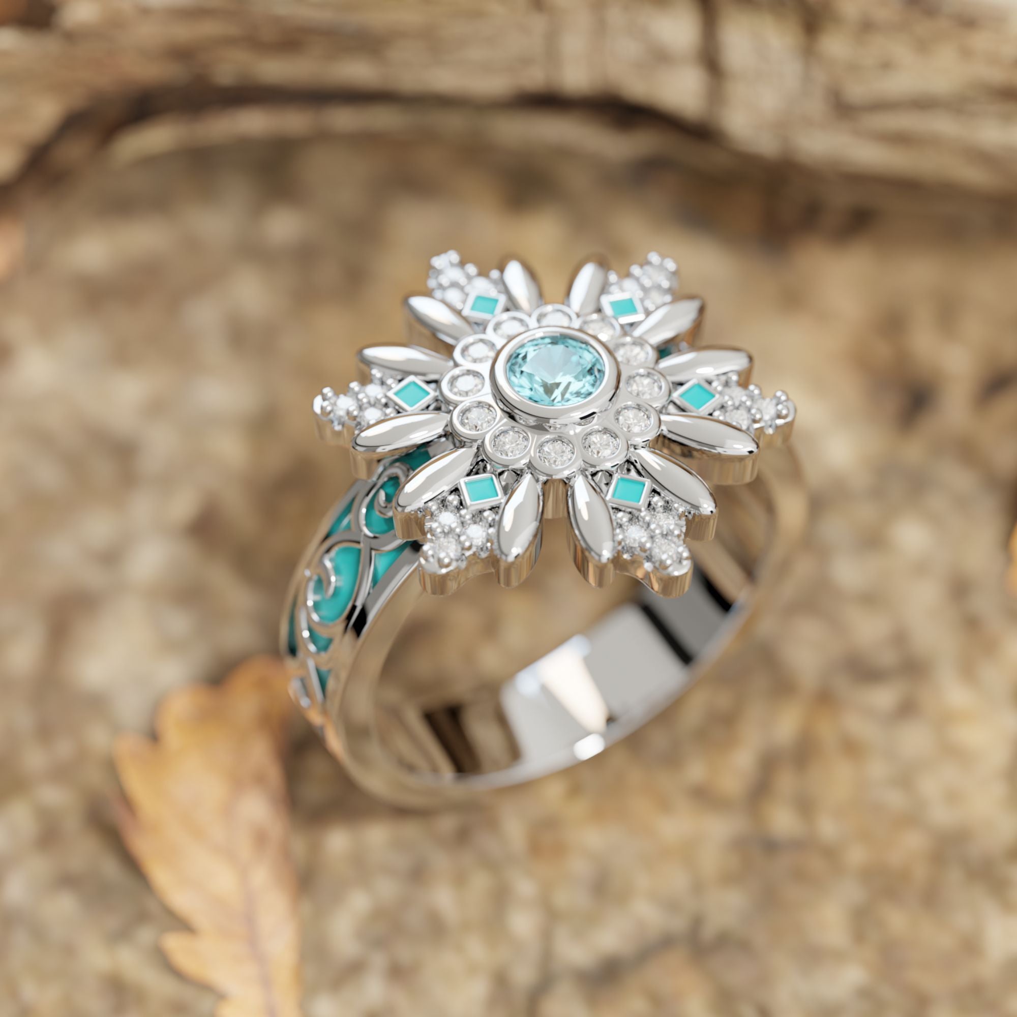 Snowbound Mystery Ring - Aquamarine - Serene Western