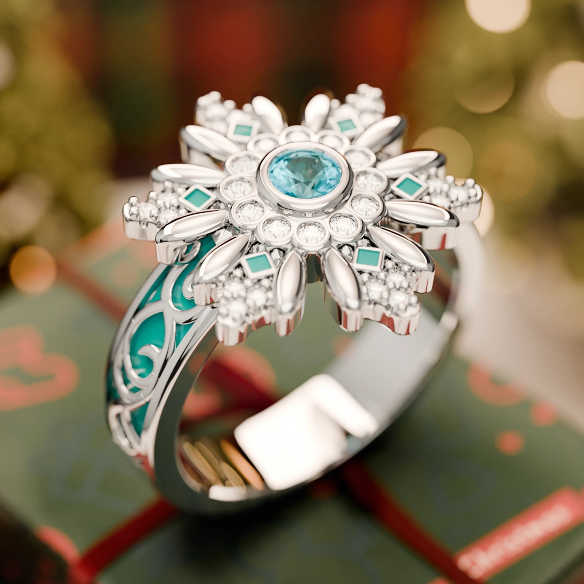 Snowbound Mystery Ring - Aquamarine - Serene Western