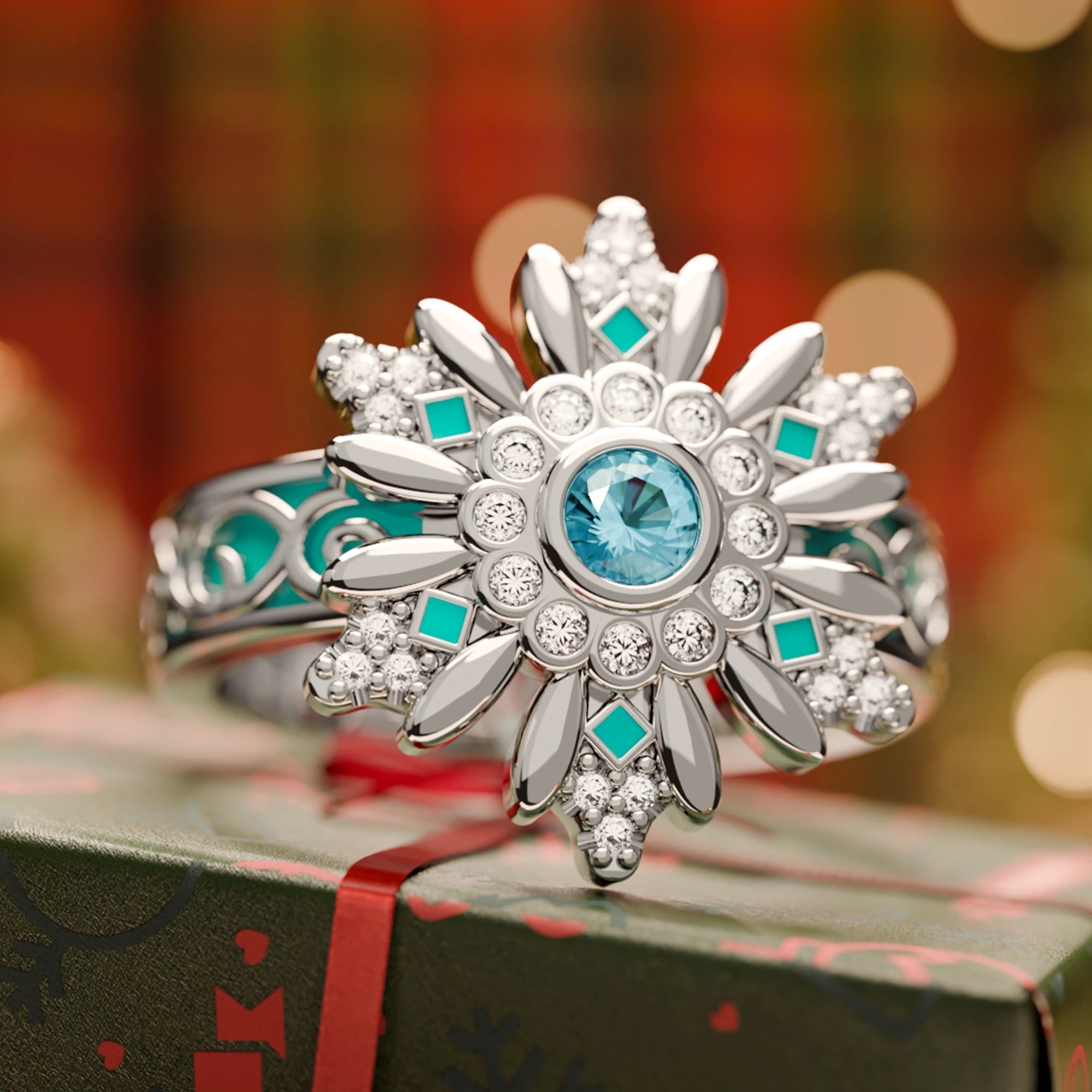 Snowbound Mystery Ring - Aquamarine - Serene Western