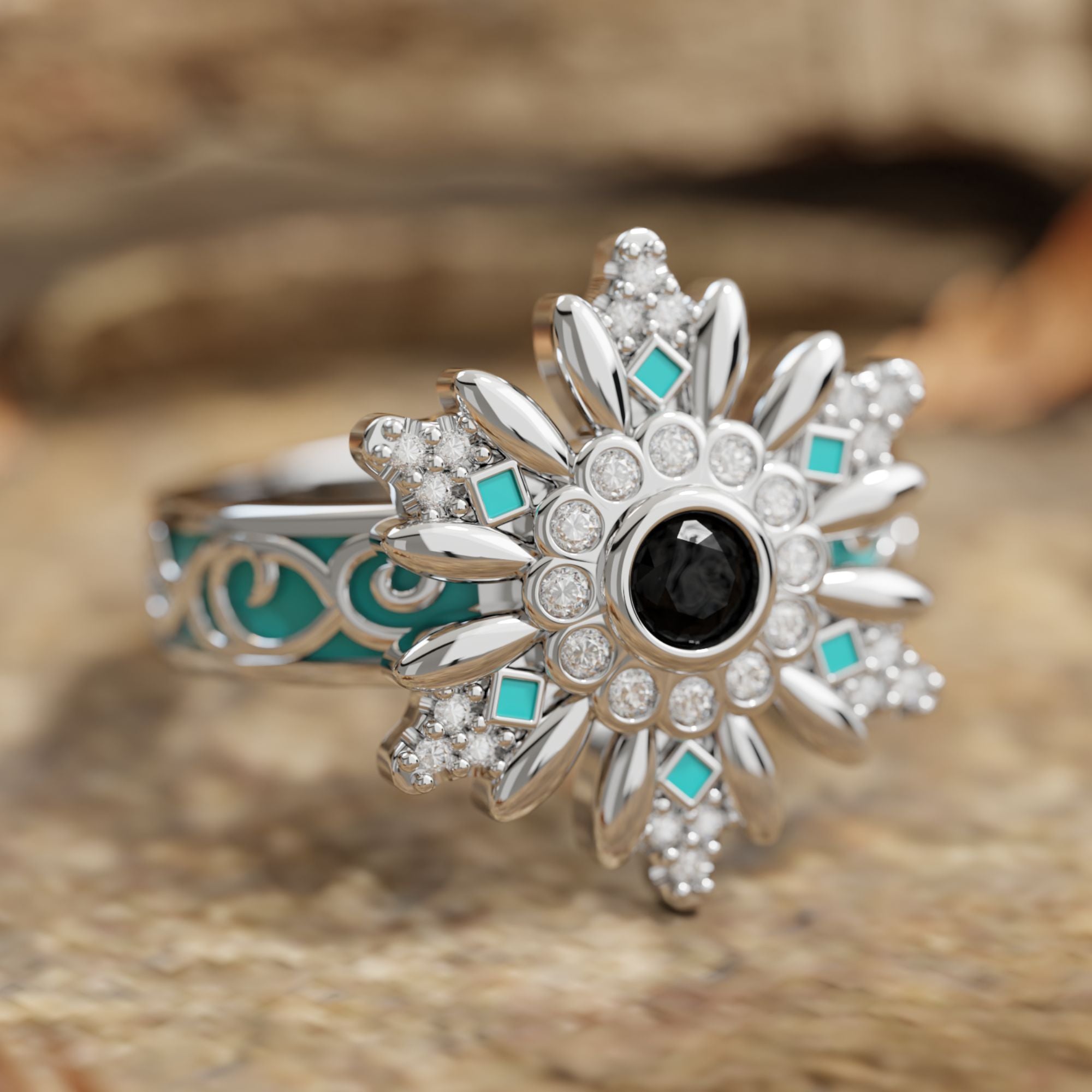 Snowbound Mystery Ring - Black Onyx - Serene Western