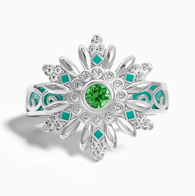 Snowbound Mystery Ring - Emerald - Serene Western