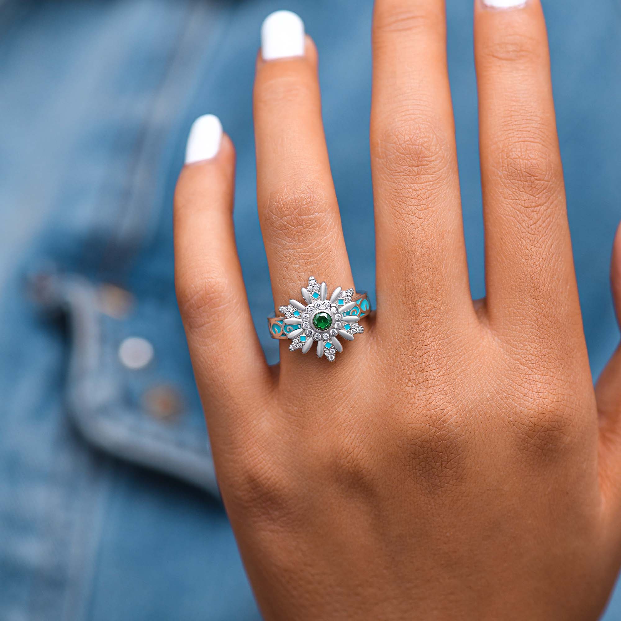 Snowbound Mystery Ring - Emerald - Serene Western