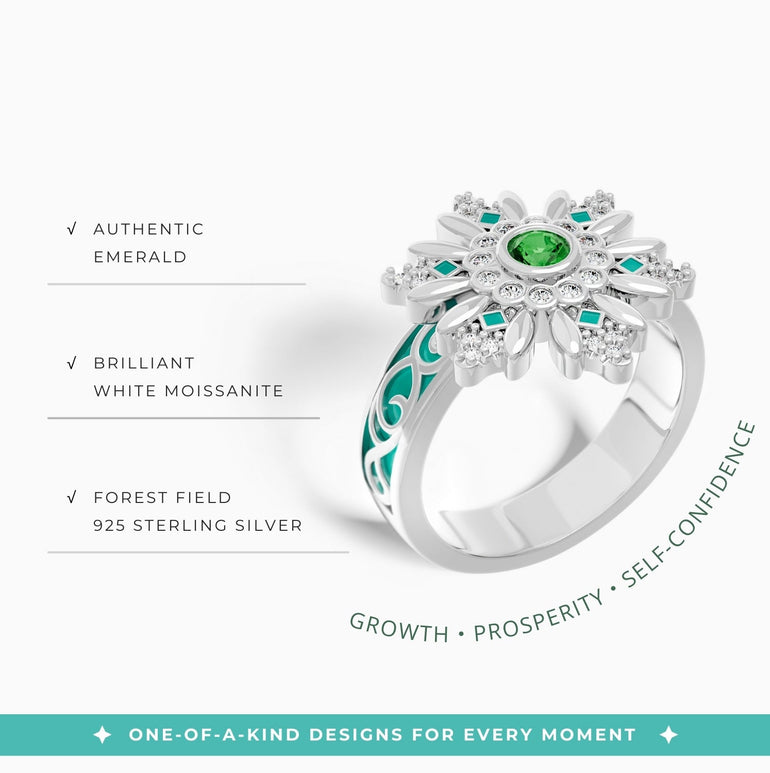Snowbound Mystery Ring - Emerald - Serene Western