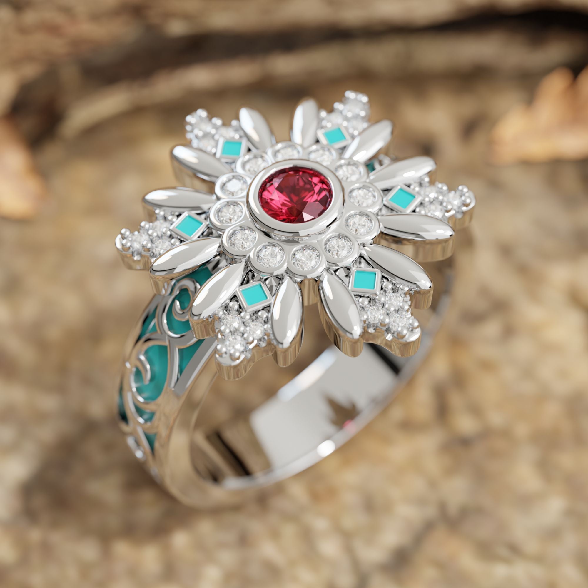 Snowbound Mystery Ring - Ruby - Serene Western