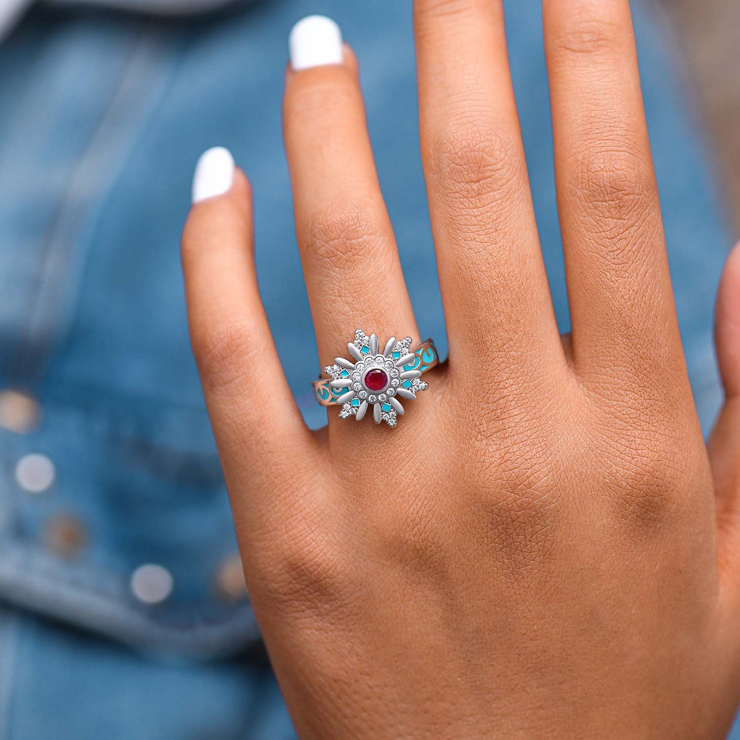 Snowbound Mystery Ring - Ruby - Serene Western