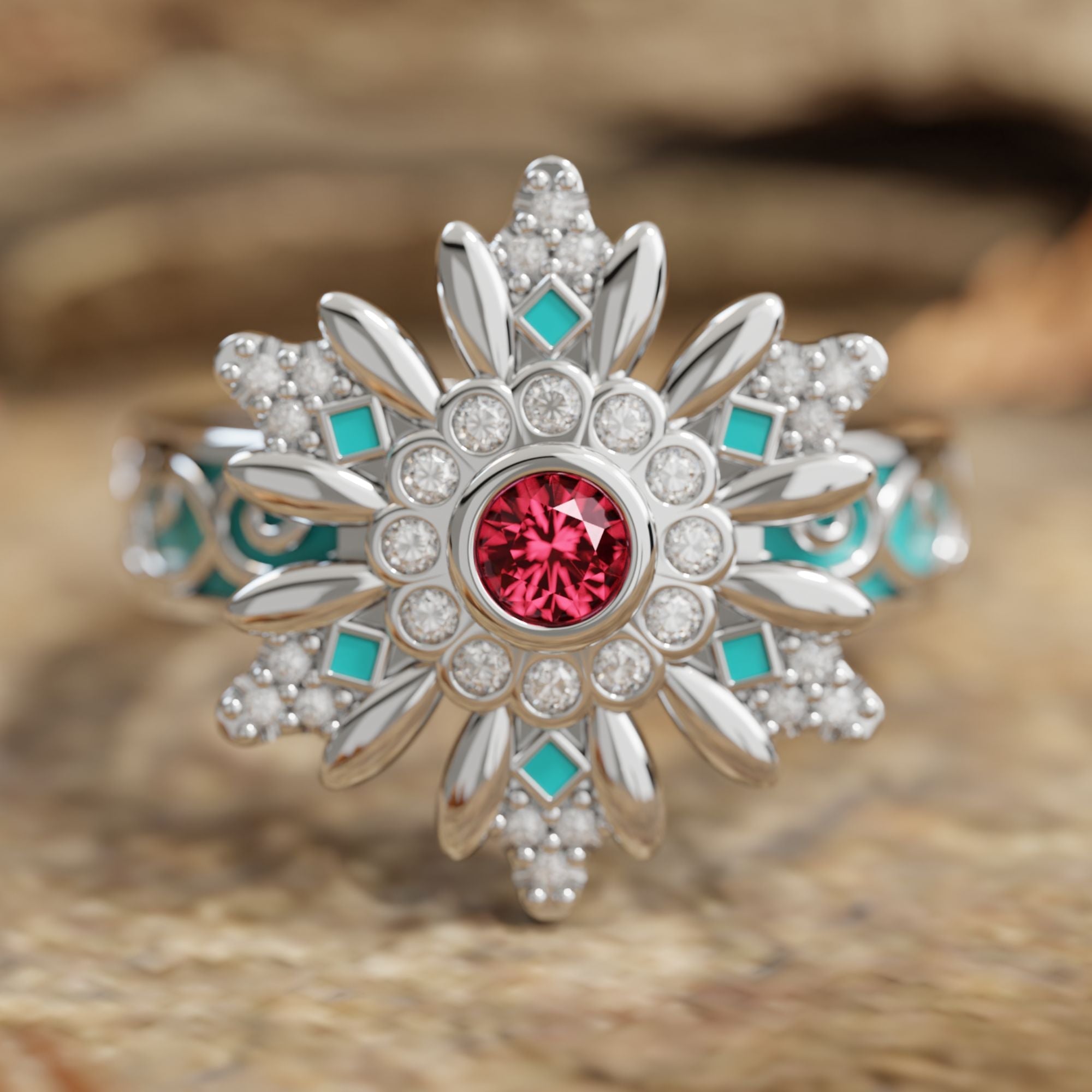 Snowbound Mystery Ring - Ruby - Serene Western