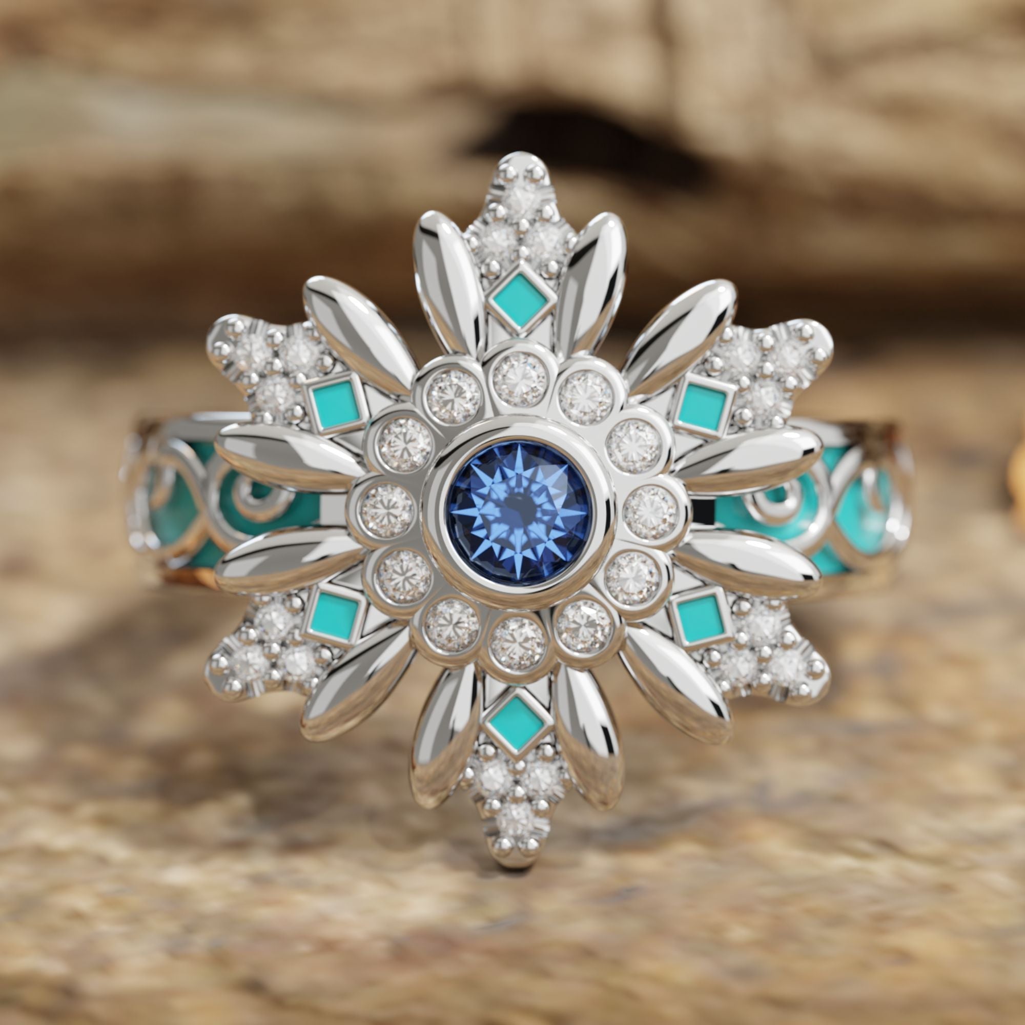 Snowbound Mystery Ring - Sapphire - Serene Western