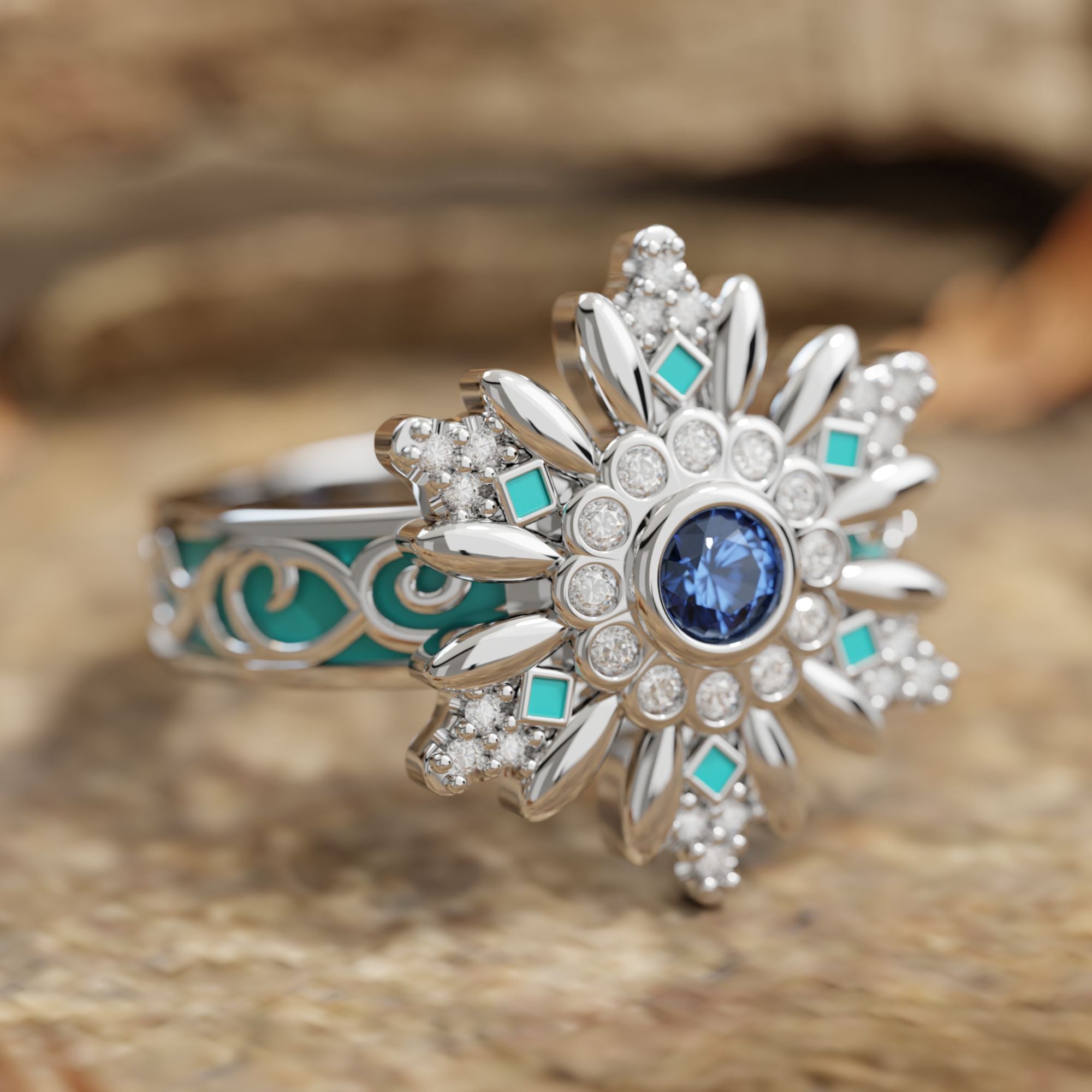 Snowbound Mystery Ring - Sapphire - Serene Western