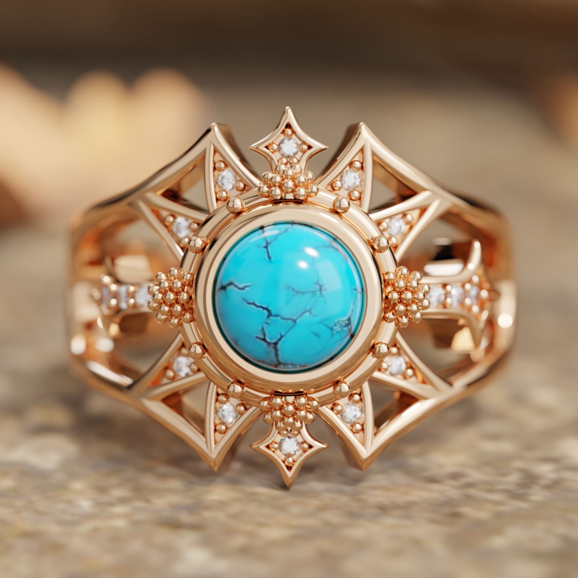 Rose gold turquoise ring deals