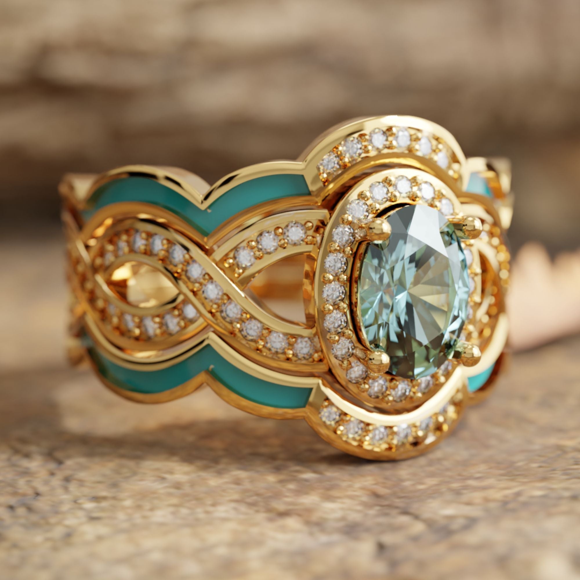 Sunset Canyons Ring - Aquamarine - Serene Western