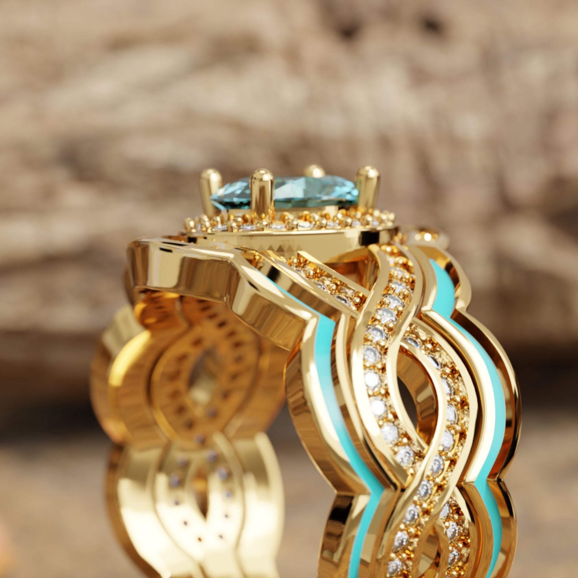 Sunset Canyons Ring - Aquamarine - Serene Western