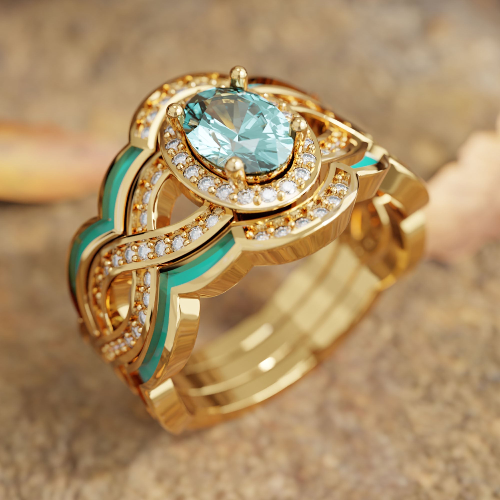 Sunset Canyons Ring - Aquamarine - Serene Western