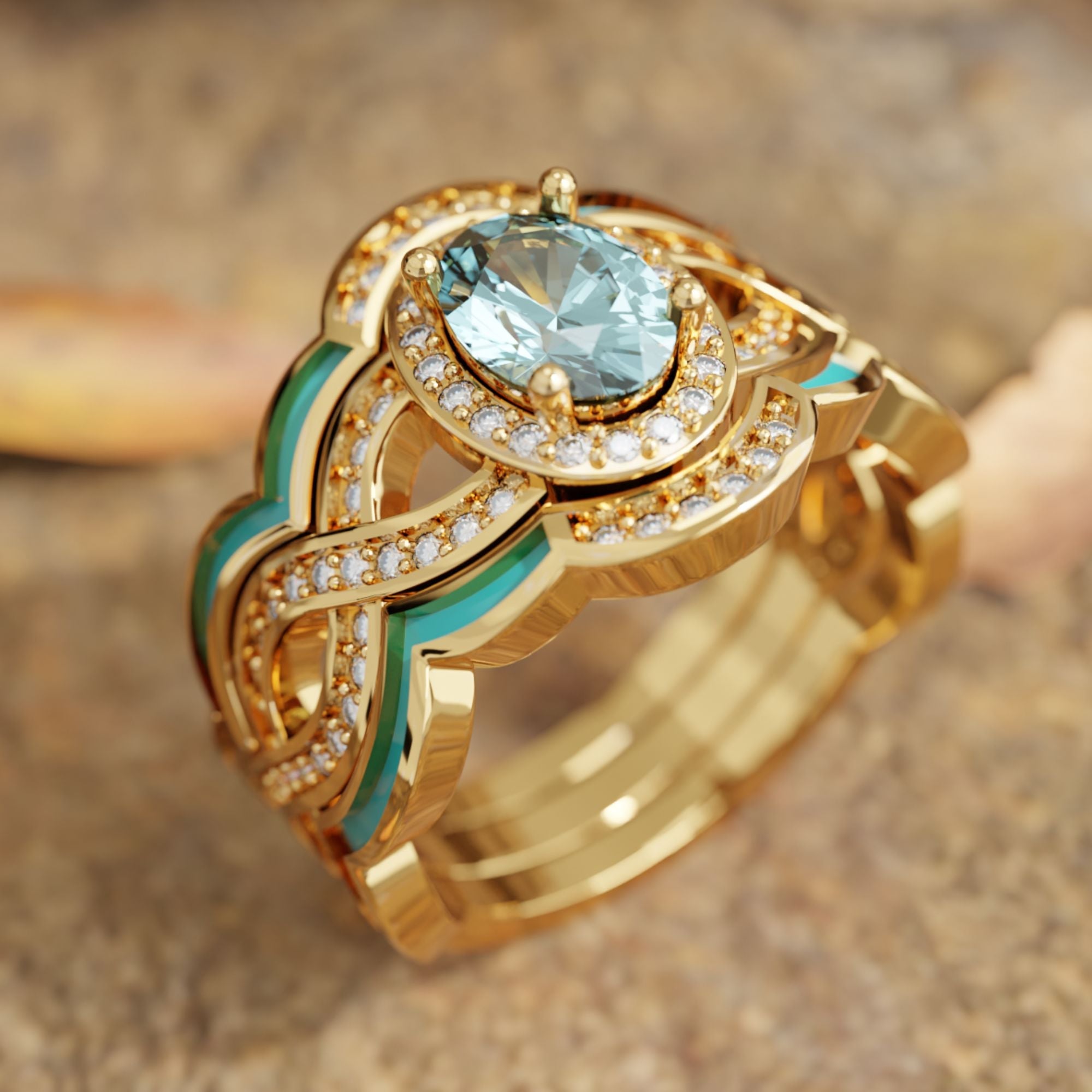 Sunset Canyons Ring - Aquamarine - Serene Western