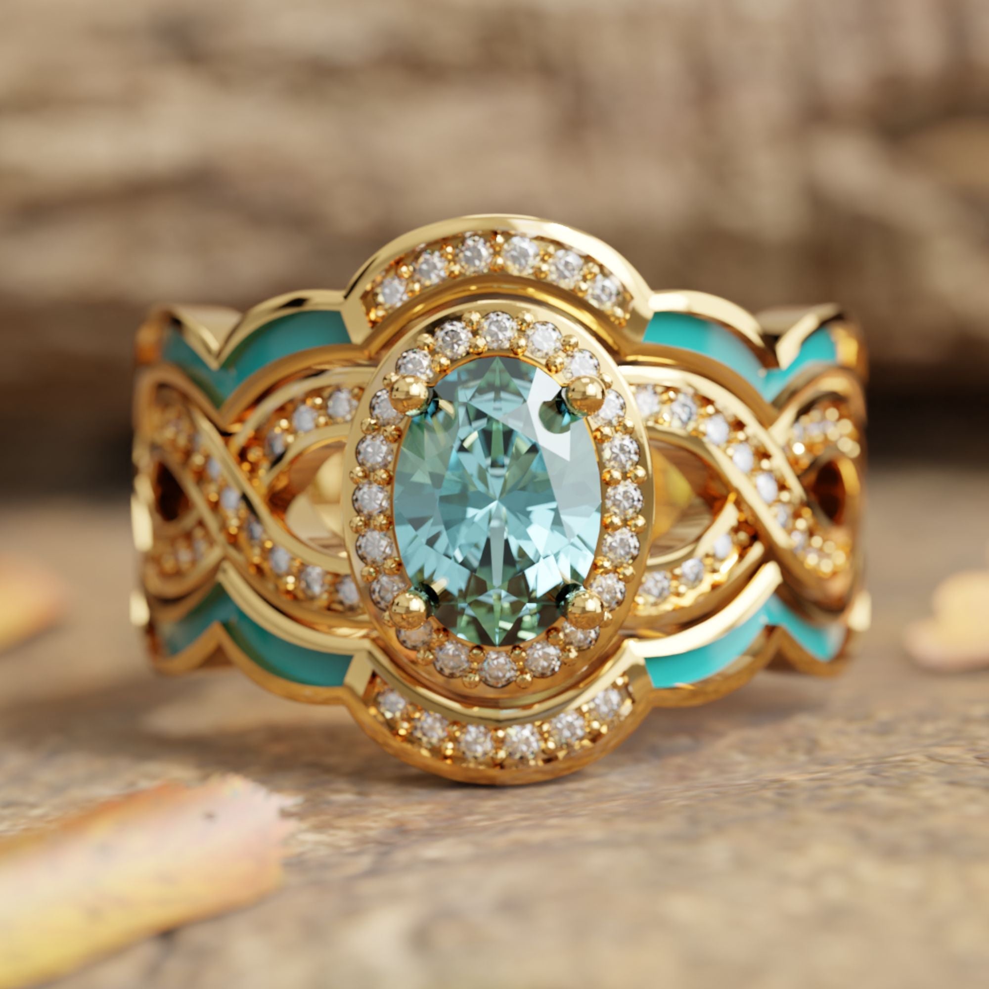 Sunset Canyons Ring - Aquamarine - Serene Western