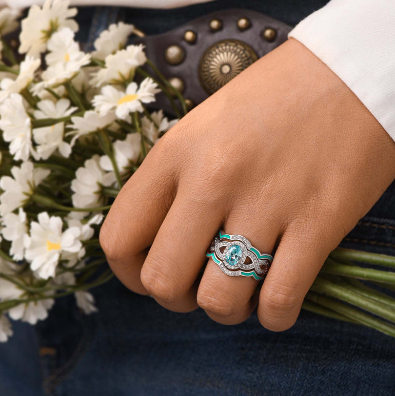 Sunset Canyons Ring - Aquamarine - Serene Western